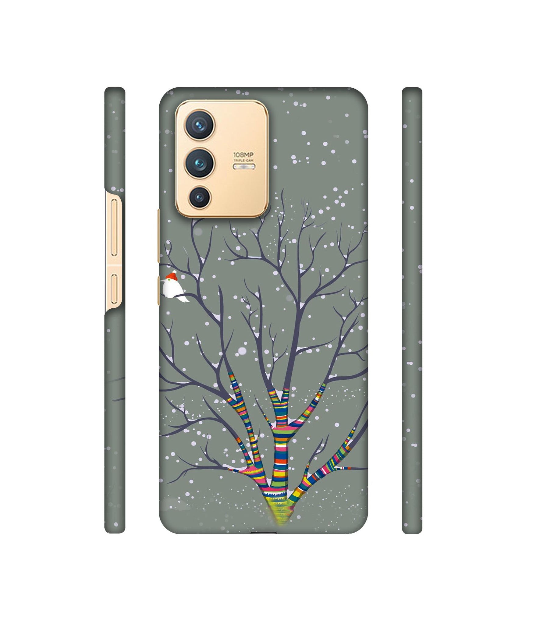 Winter Pattern Print Designer Hard Back Cover for Vivo V23 5G