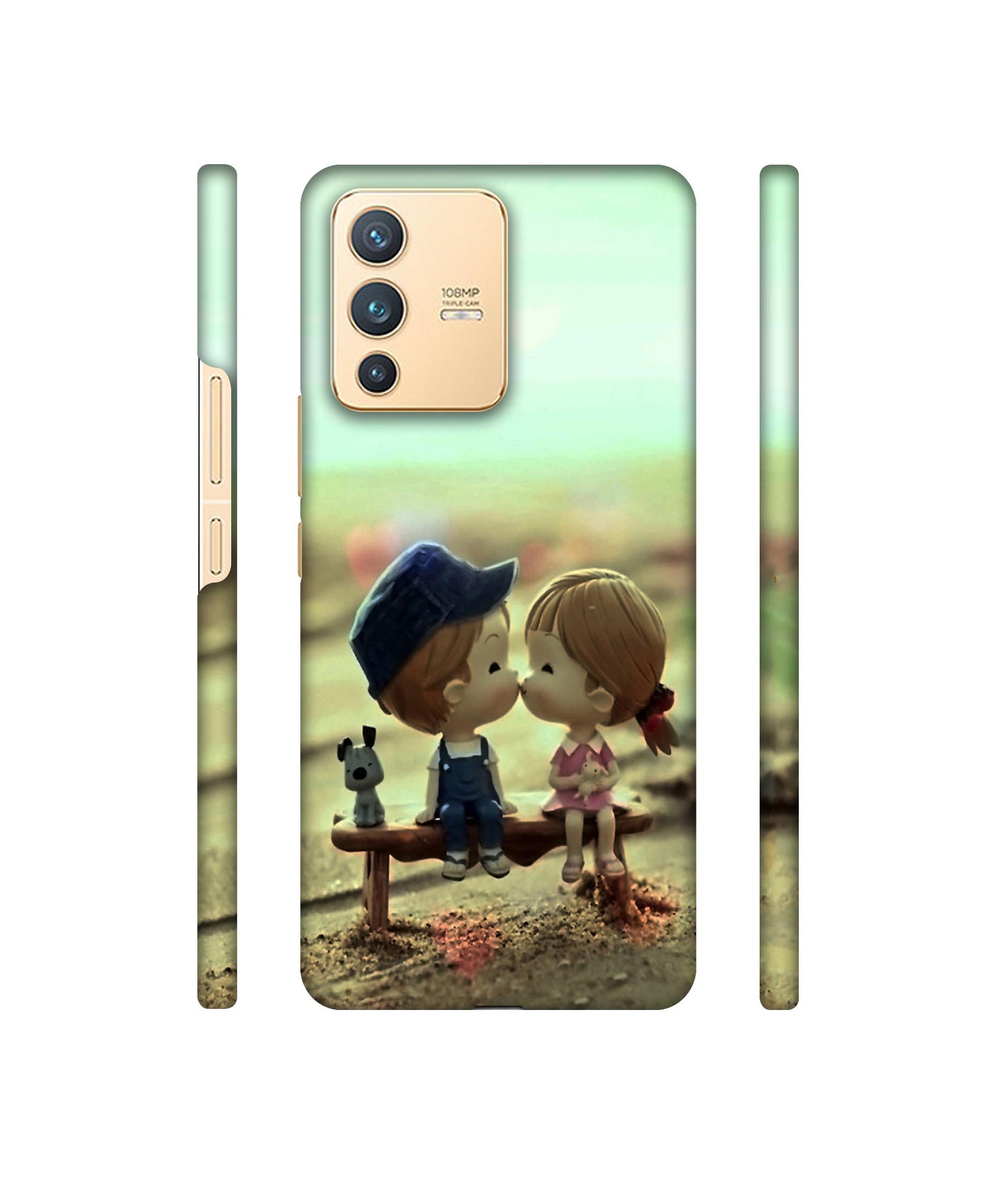 Love Couples Pattern Designer Hard Back Cover for Vivo V23 5G
