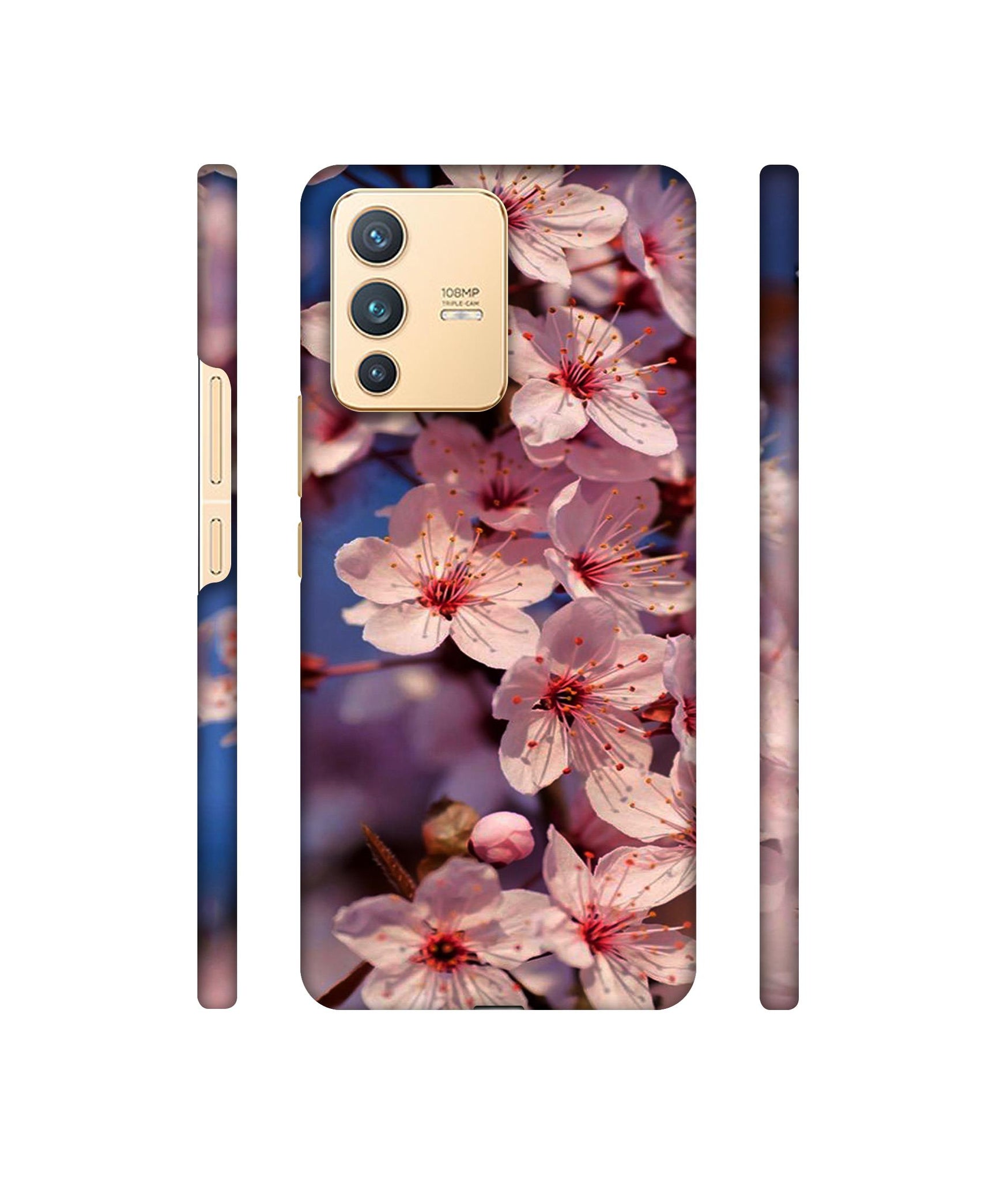 Pink Flowers Pattern Designer Hard Back Cover for Vivo V23 5G