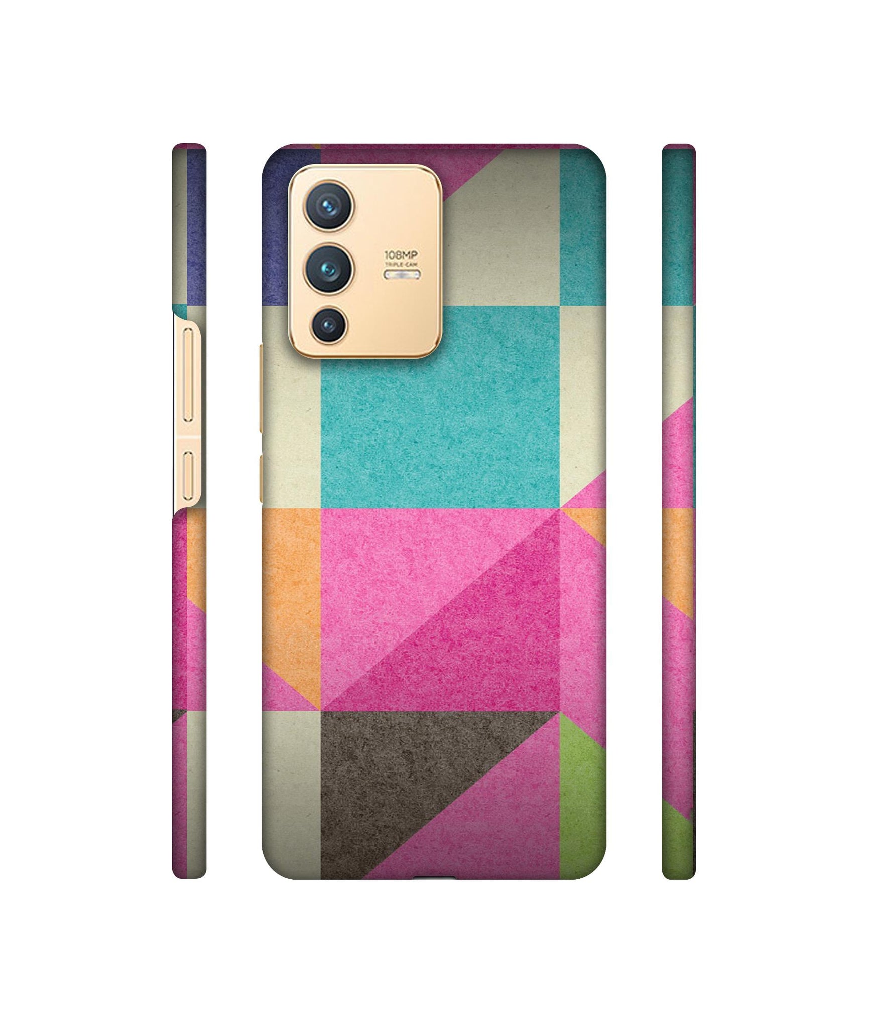 Pink Cyan Designer Hard Back Cover for Vivo V23 5G