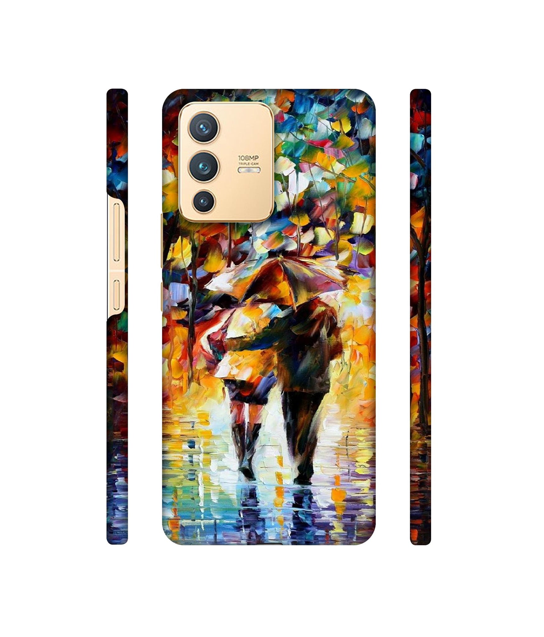 Paint Couple Pattern Designer Hard Back Cover for Vivo V23 5G