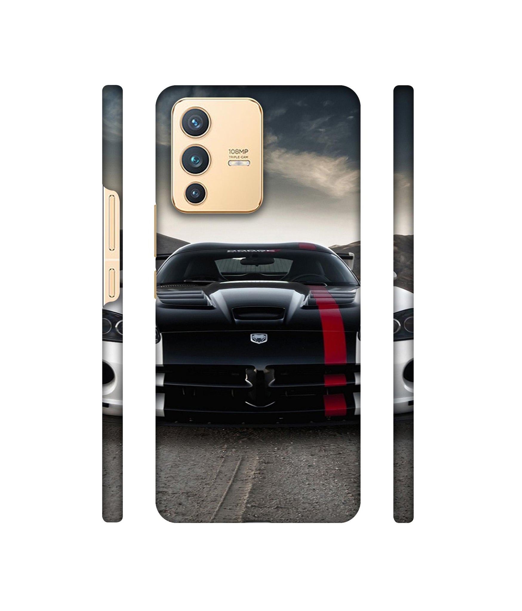Sports Car Pattern Designer Hard Back Cover for Vivo V23 5G