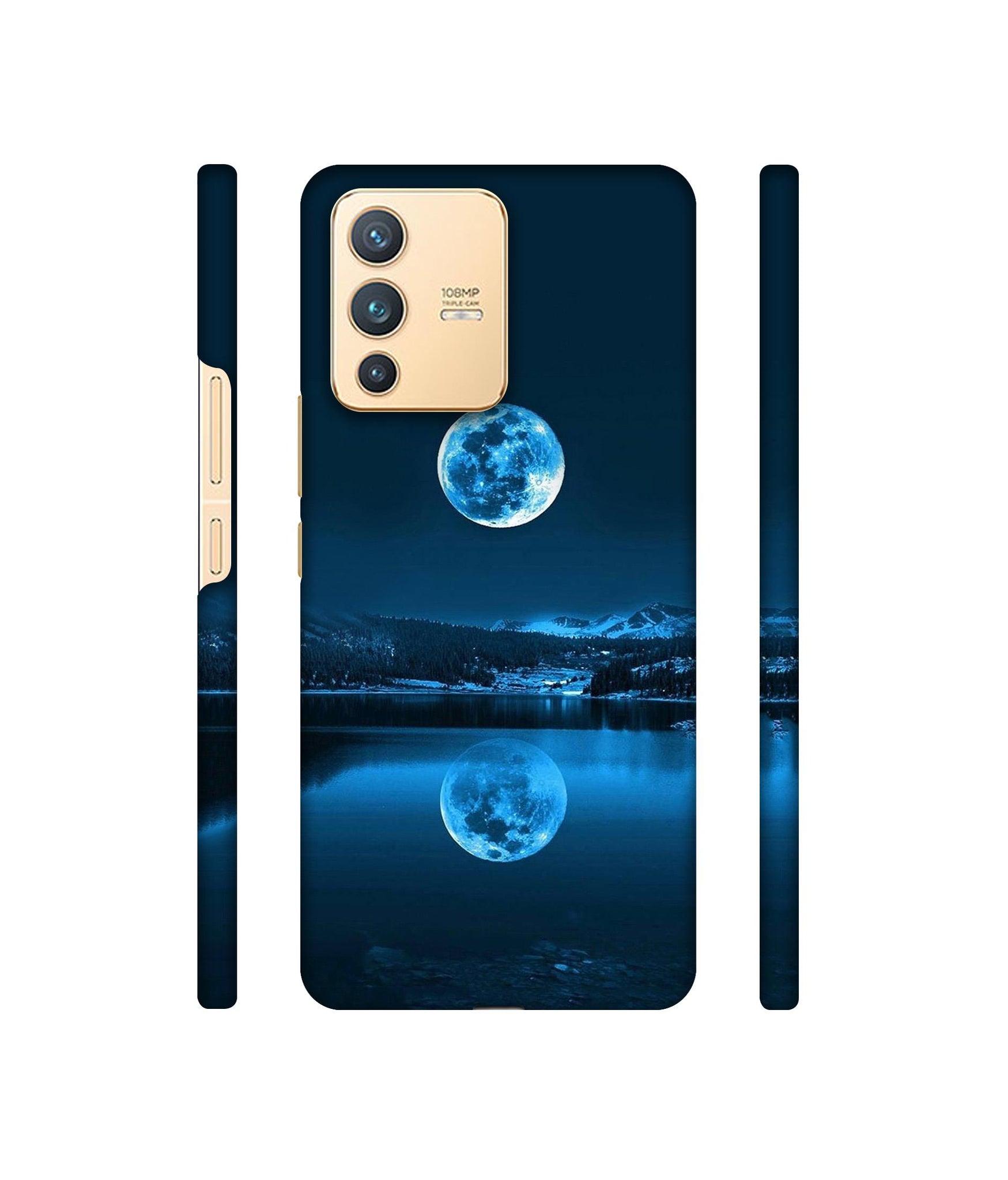 Moon Pattern Print Designer Hard Back Cover for Vivo V23 5G