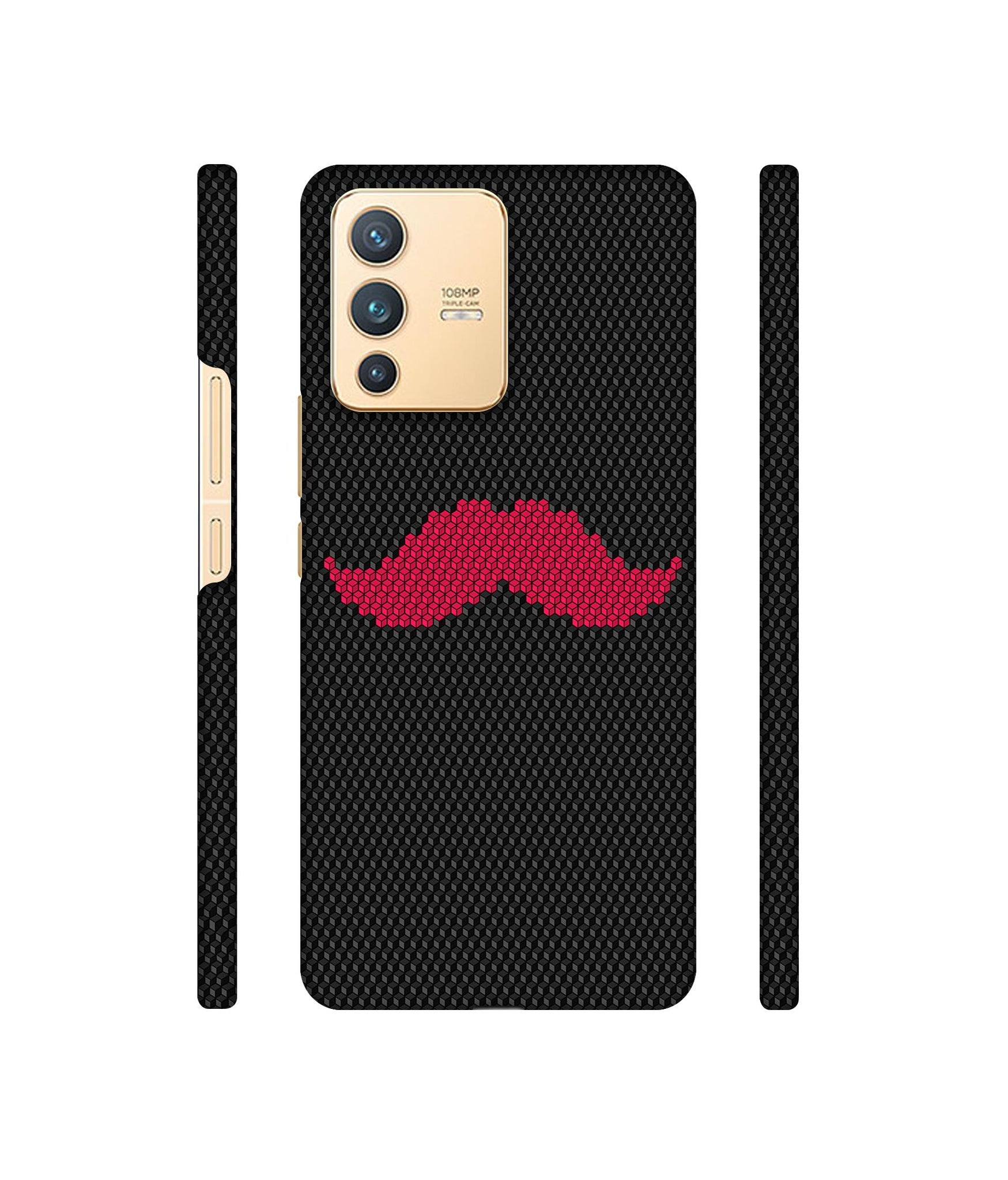 Pink Mustache Pattern Designer Hard Back Cover for Vivo V23 5G