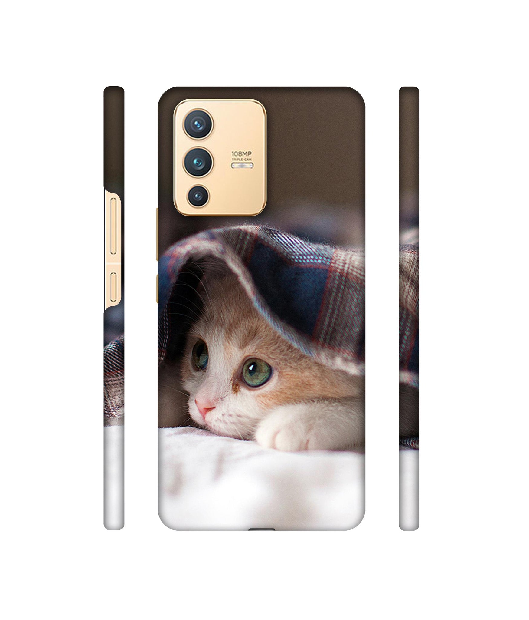 Sleepy Kitten Designer Hard Back Cover for Vivo V23 5G