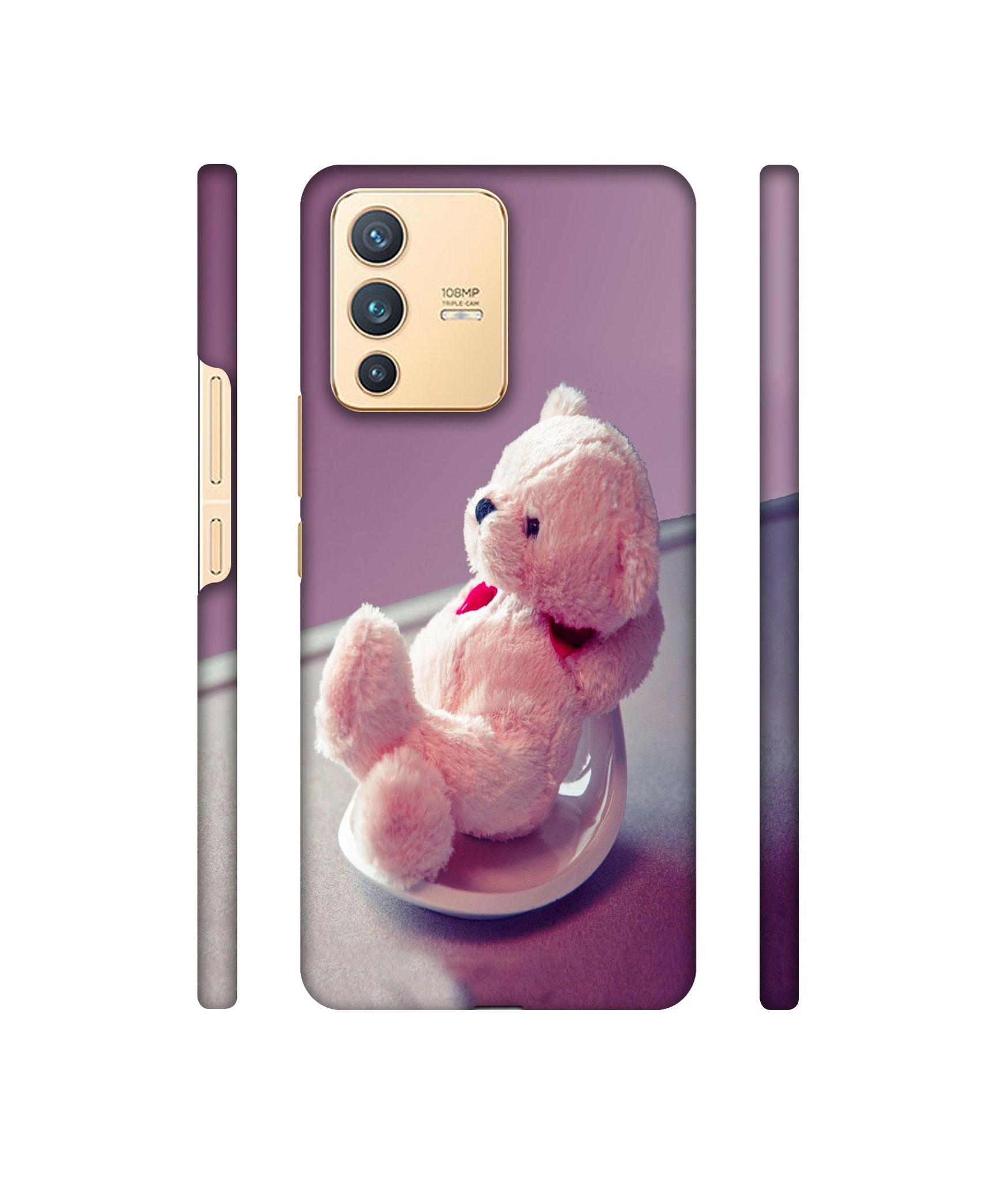 Cute Teddy Bear Designer Hard Back Cover for Vivo V23 5G