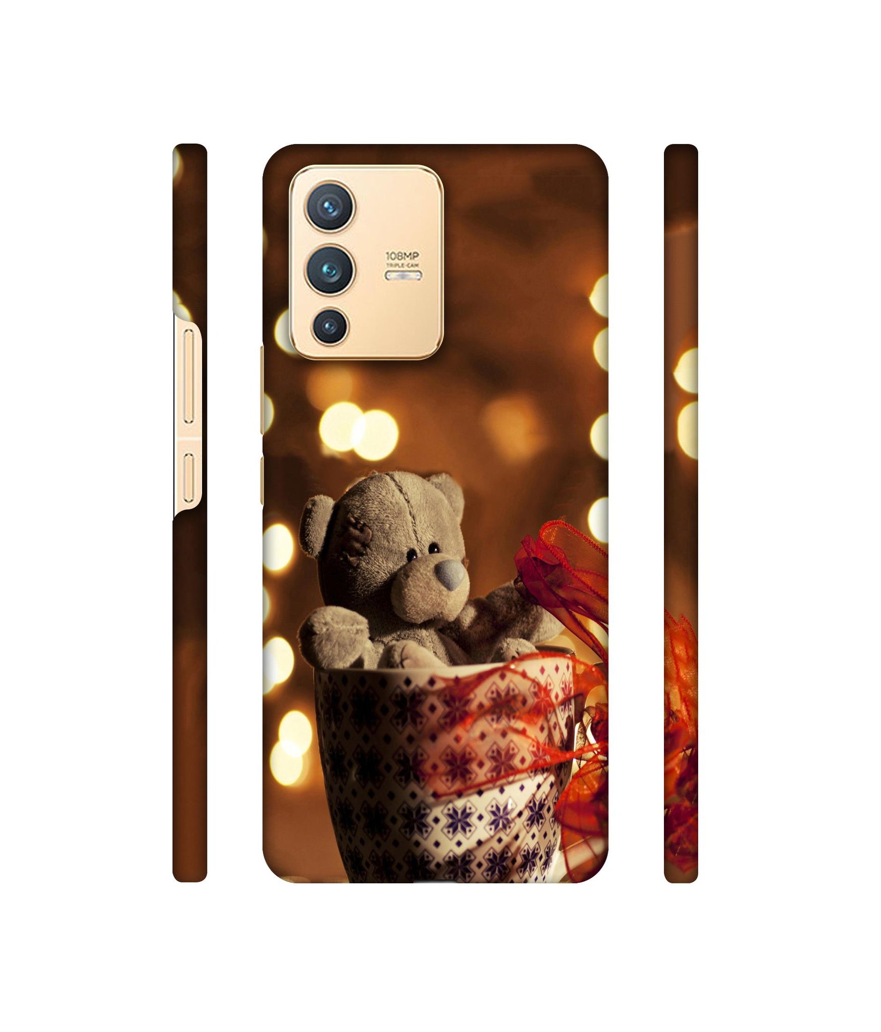 Teddy In Cup Designer Hard Back Cover for Vivo V23 5G