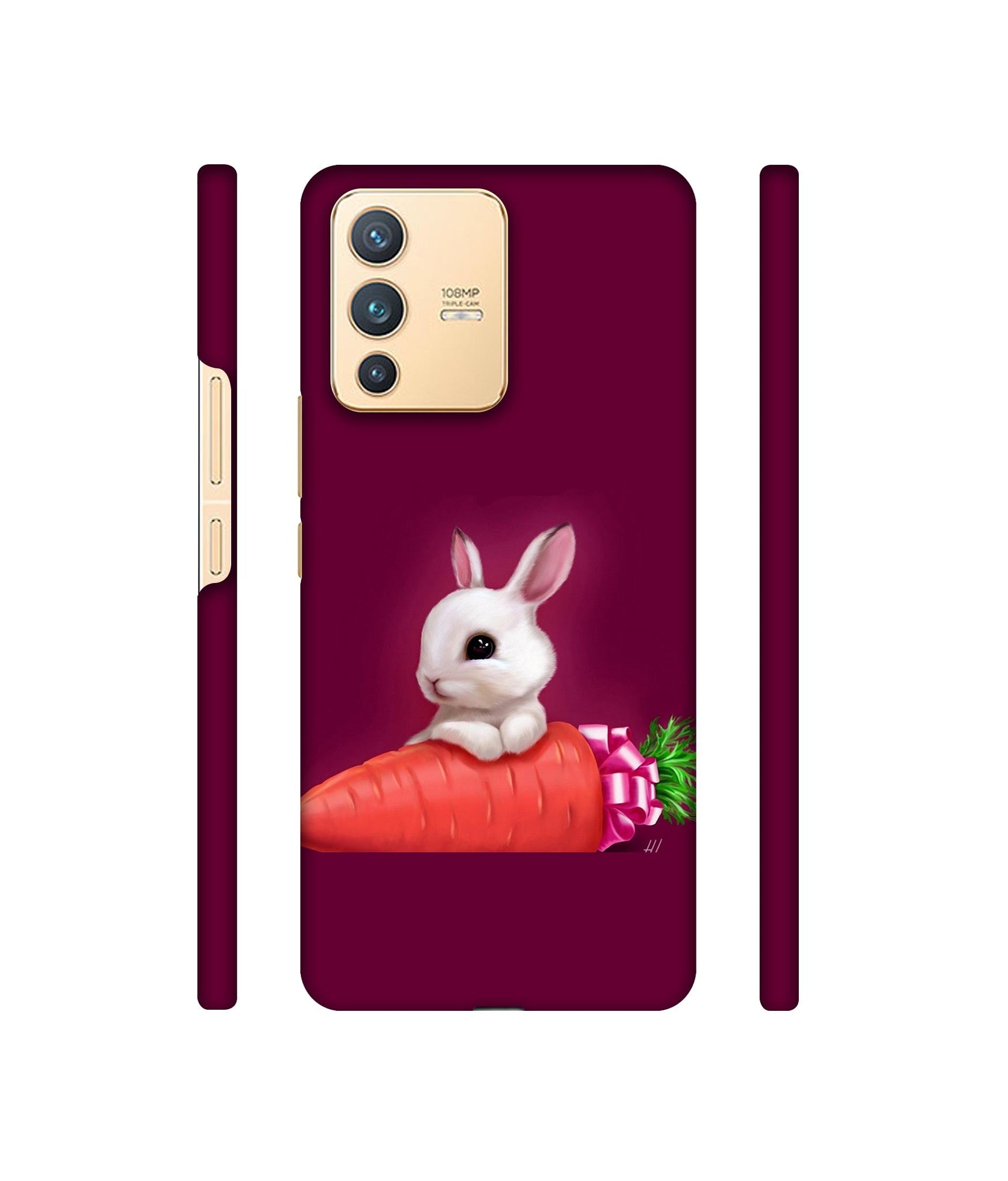 Bunny With Carrot Designer Hard Back Cover for Vivo V23 5G