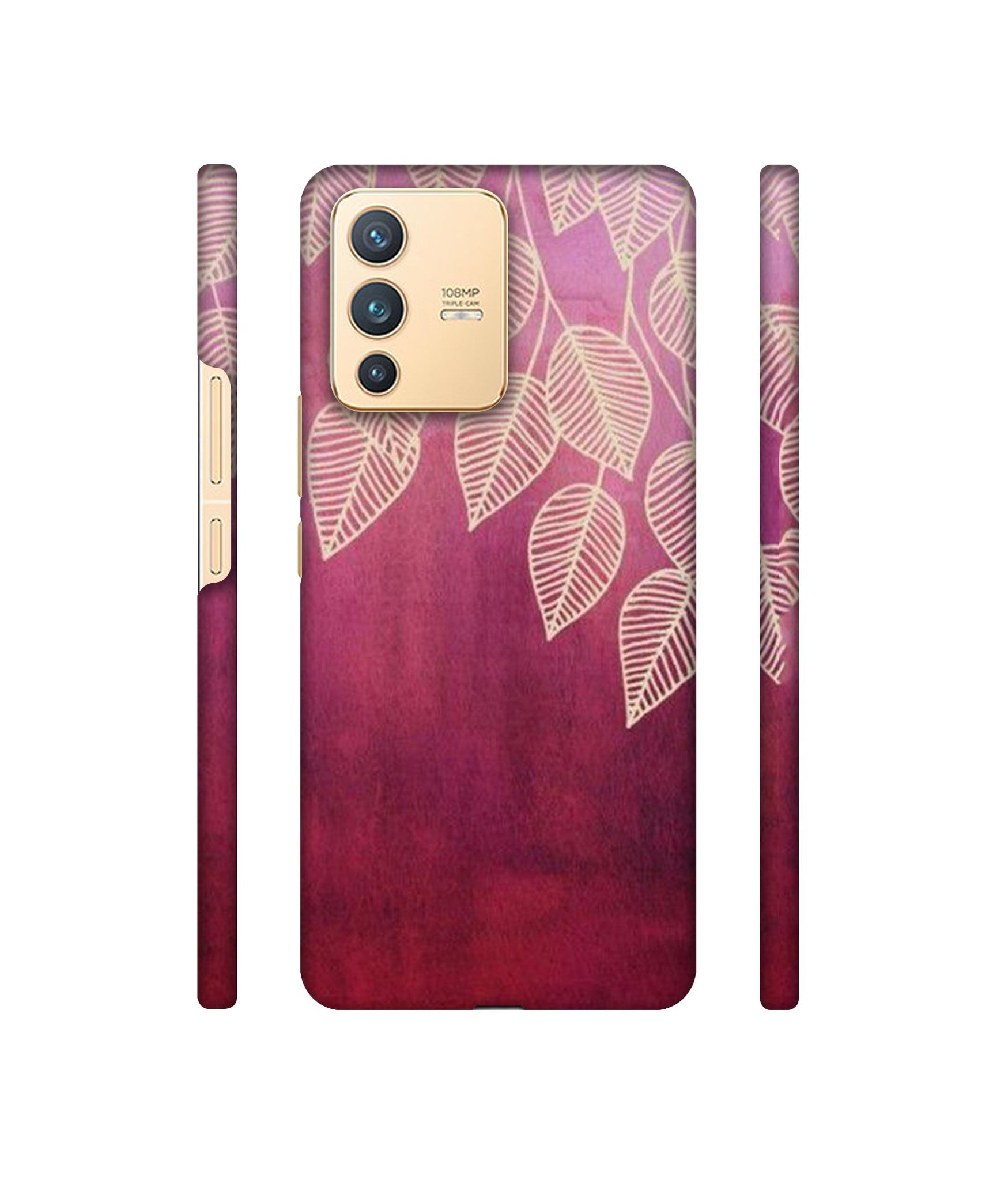 Leaf Pattern Designer Hard Back Cover for Vivo V23 5G