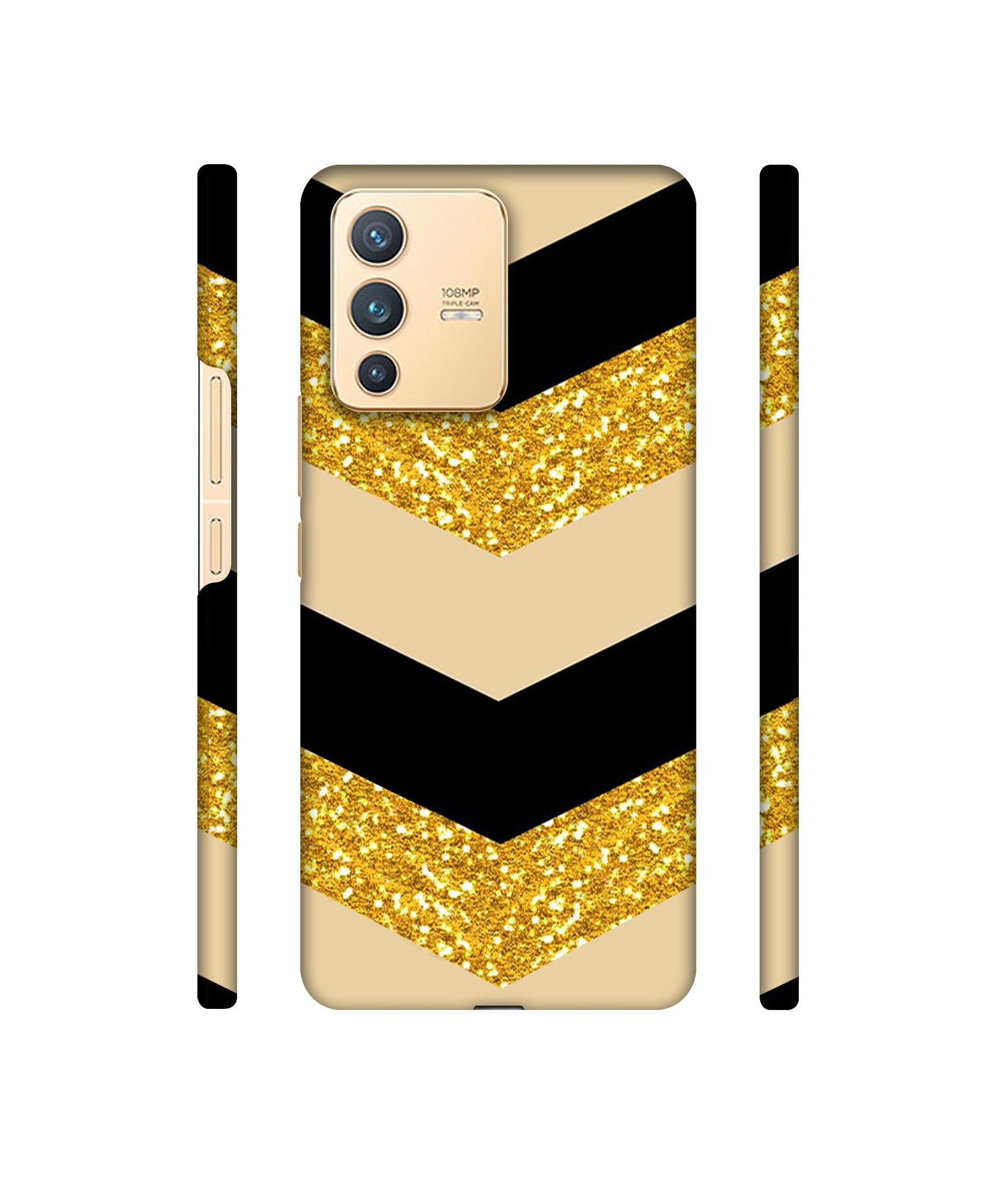 Black & Gold Designer Hard Back Cover for Vivo V23 5G