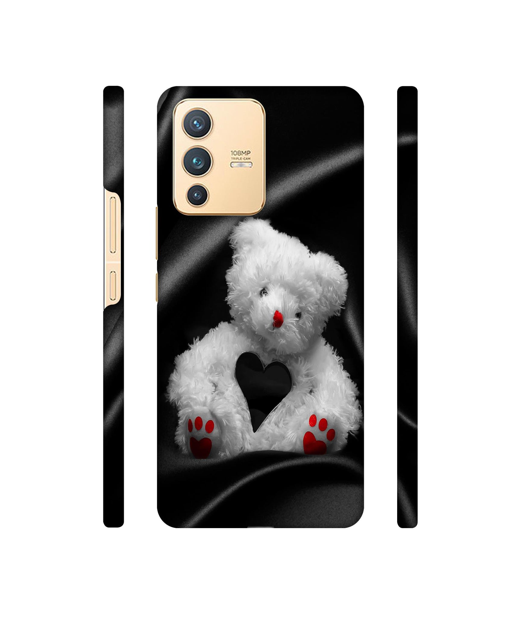 White Teddy Bear Designer Hard Back Cover for Vivo V23 5G