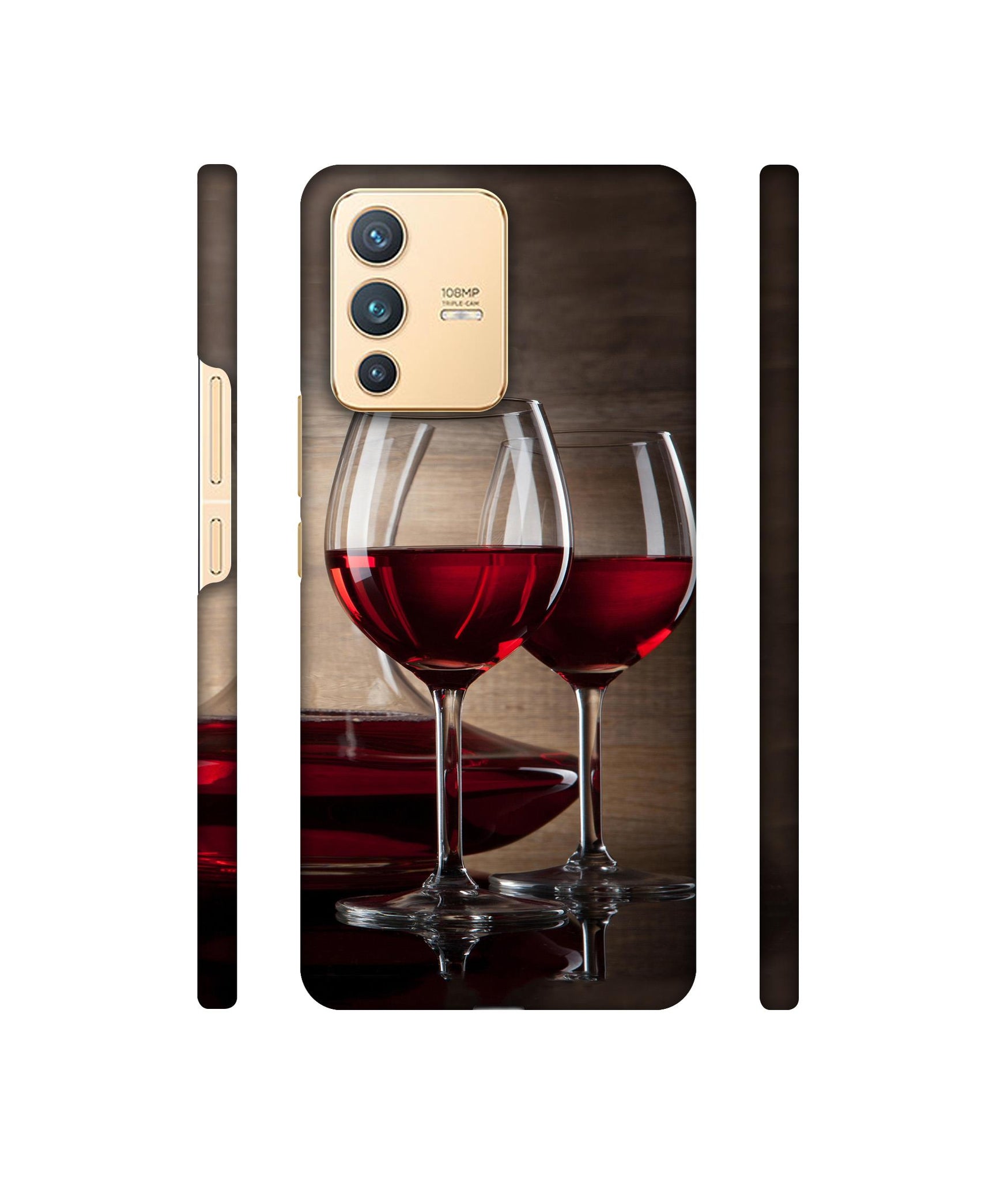 Wine Glass Designer Hard Back Cover for Vivo V23 5G