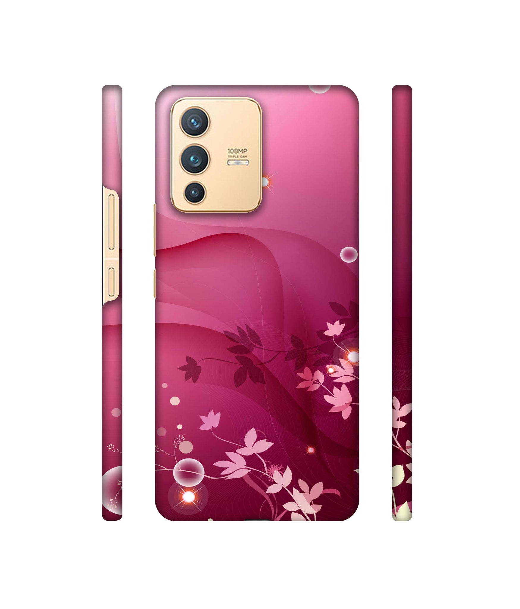 Pink Abstract Designer Hard Back Cover for Vivo V23 5G