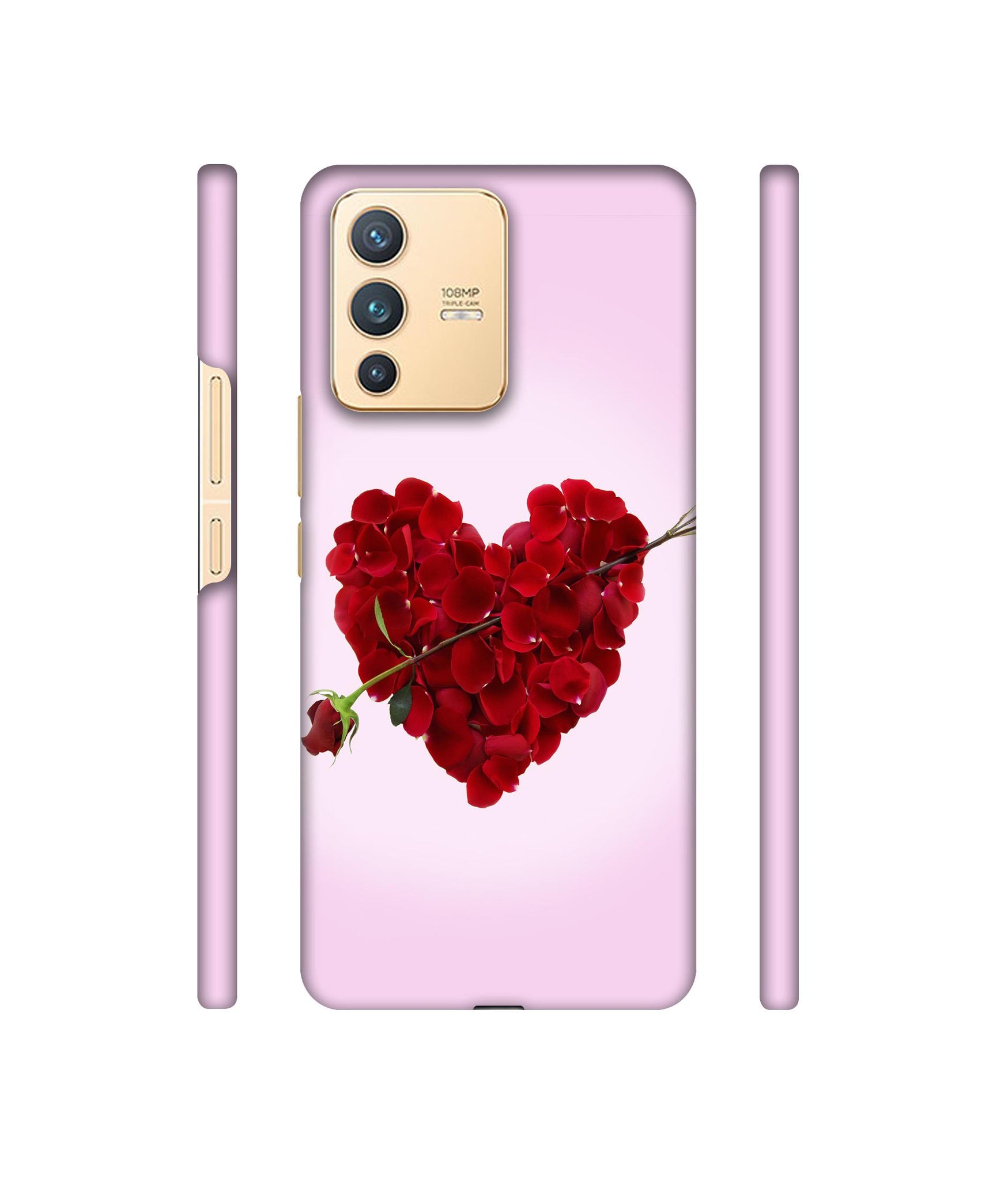 Heart Flower Designer Hard Back Cover for Vivo V23 5G