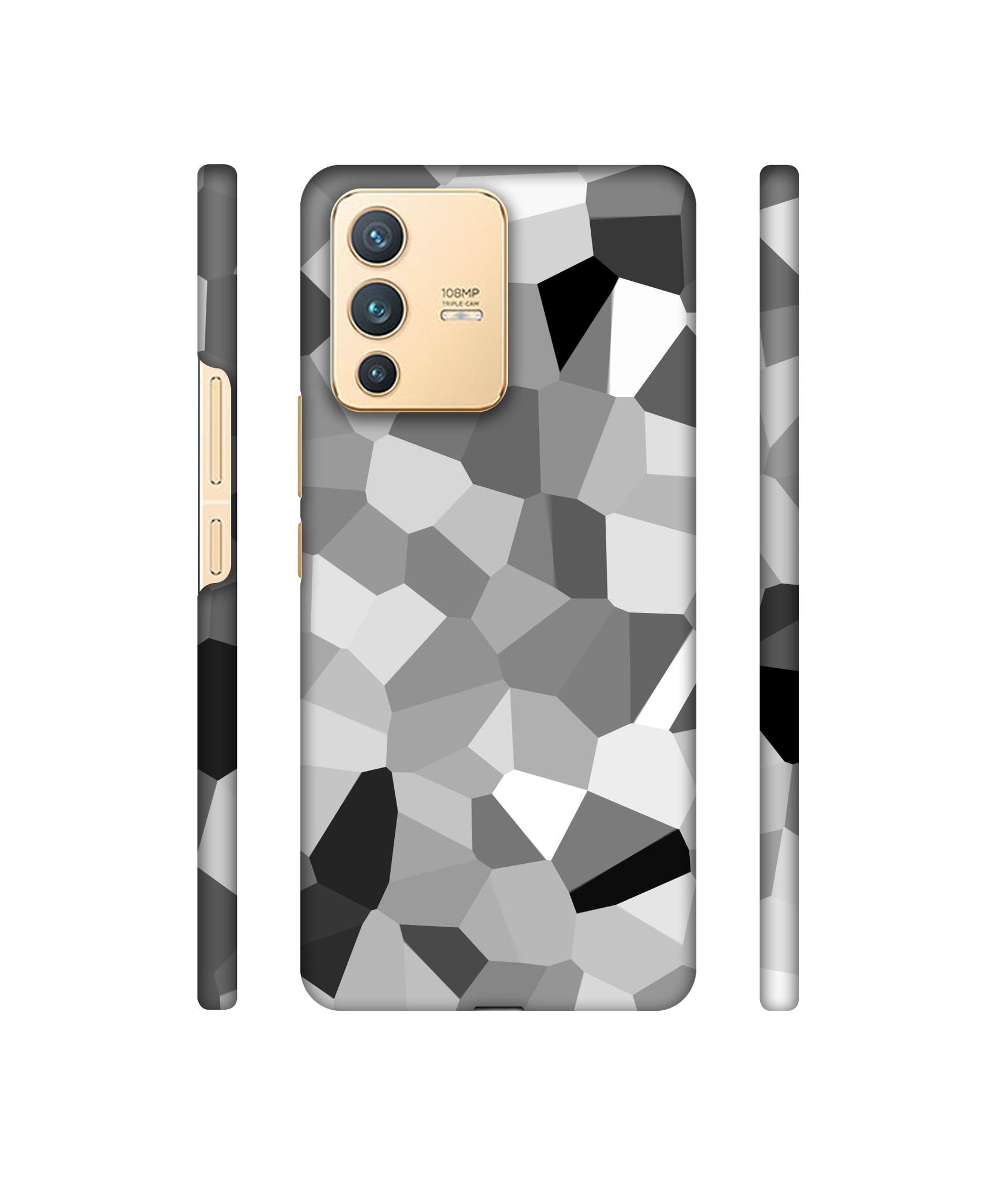 Black & White Mathematical Shape Designer Hard Back Cover for Vivo V23 5G