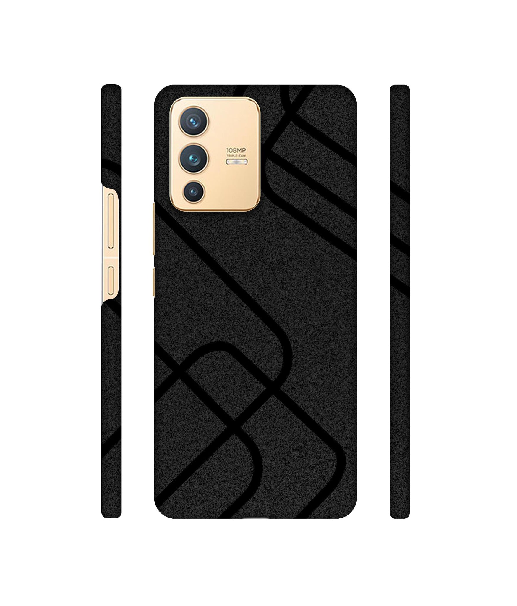 Zig-Zag Black Line Designer Hard Back Cover for Vivo V23 5G