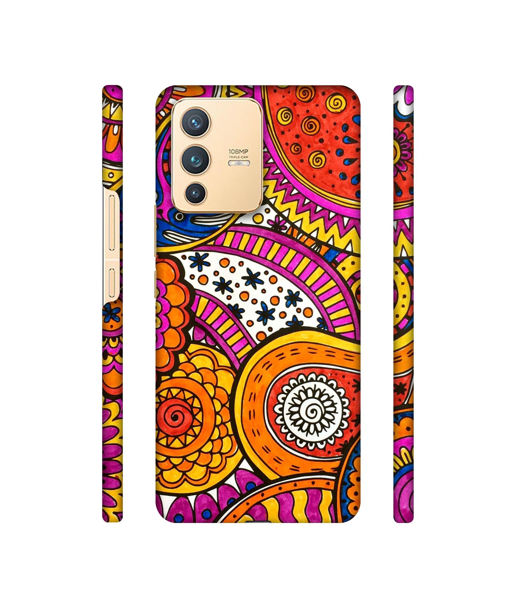Rangoli Paisley Art Designer Hard Back Cover for Vivo V23 5G