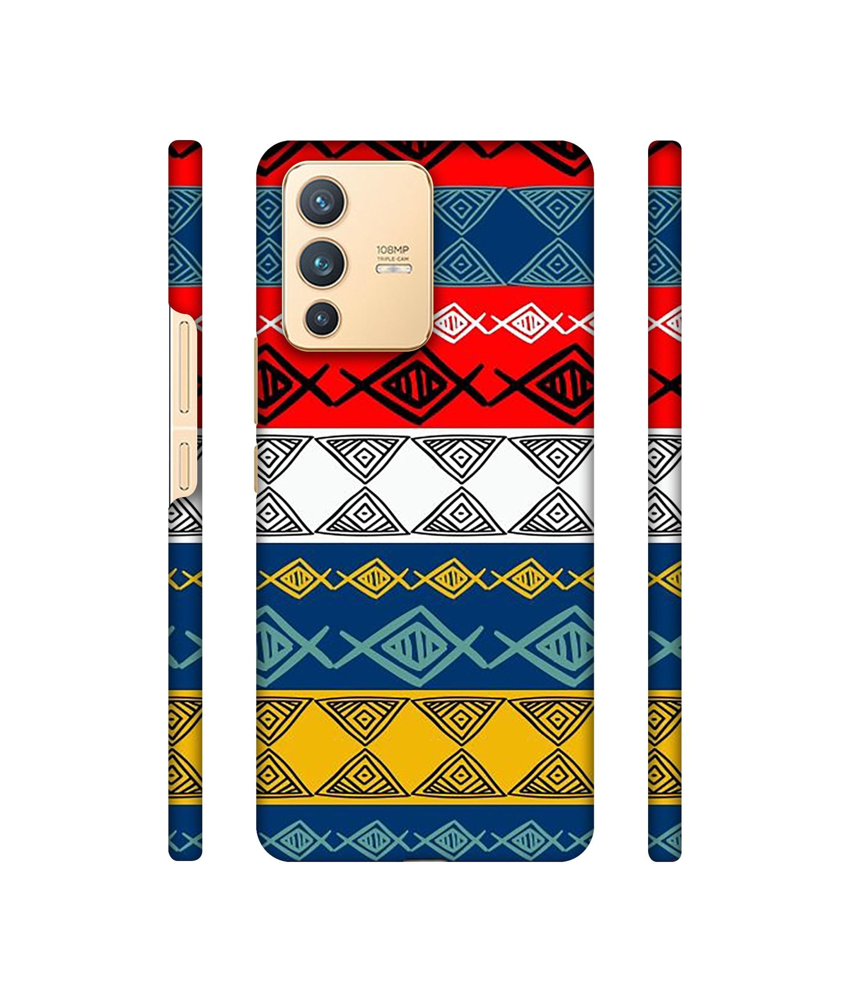 Colorful Hand Made Rangoli Art Designer Hard Back Cover for Vivo V23 5G