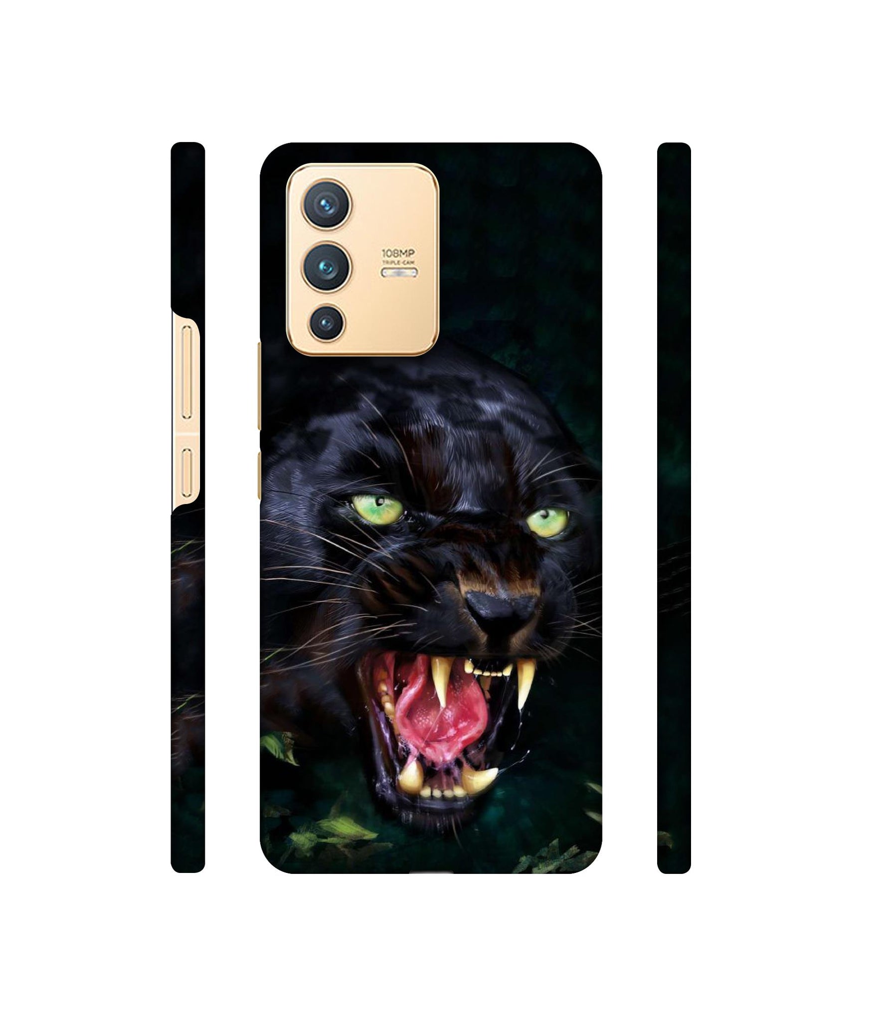 Angry Black Tiger Face Designer Hard Back Cover for Vivo V23 5G