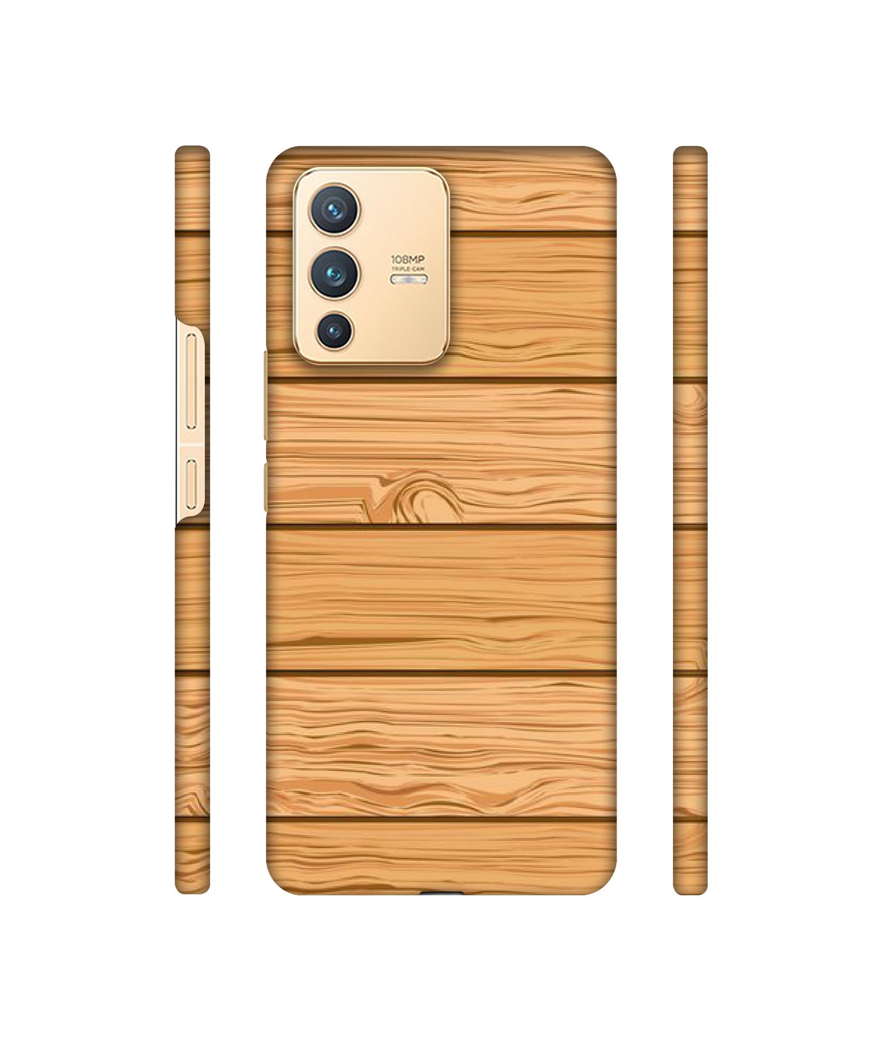 Wooden Texture Pattern Designer Hard Back Cover for Vivo V23 5G