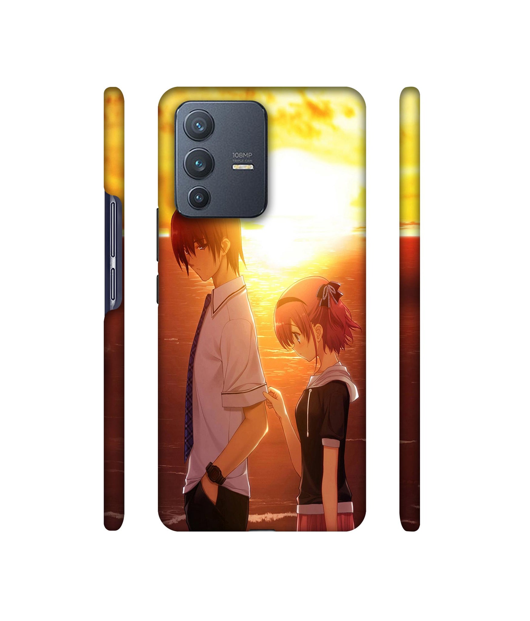 Girl Boy Sunset Sea Designer Hard Back Cover for Vivo V23 Pro 5G