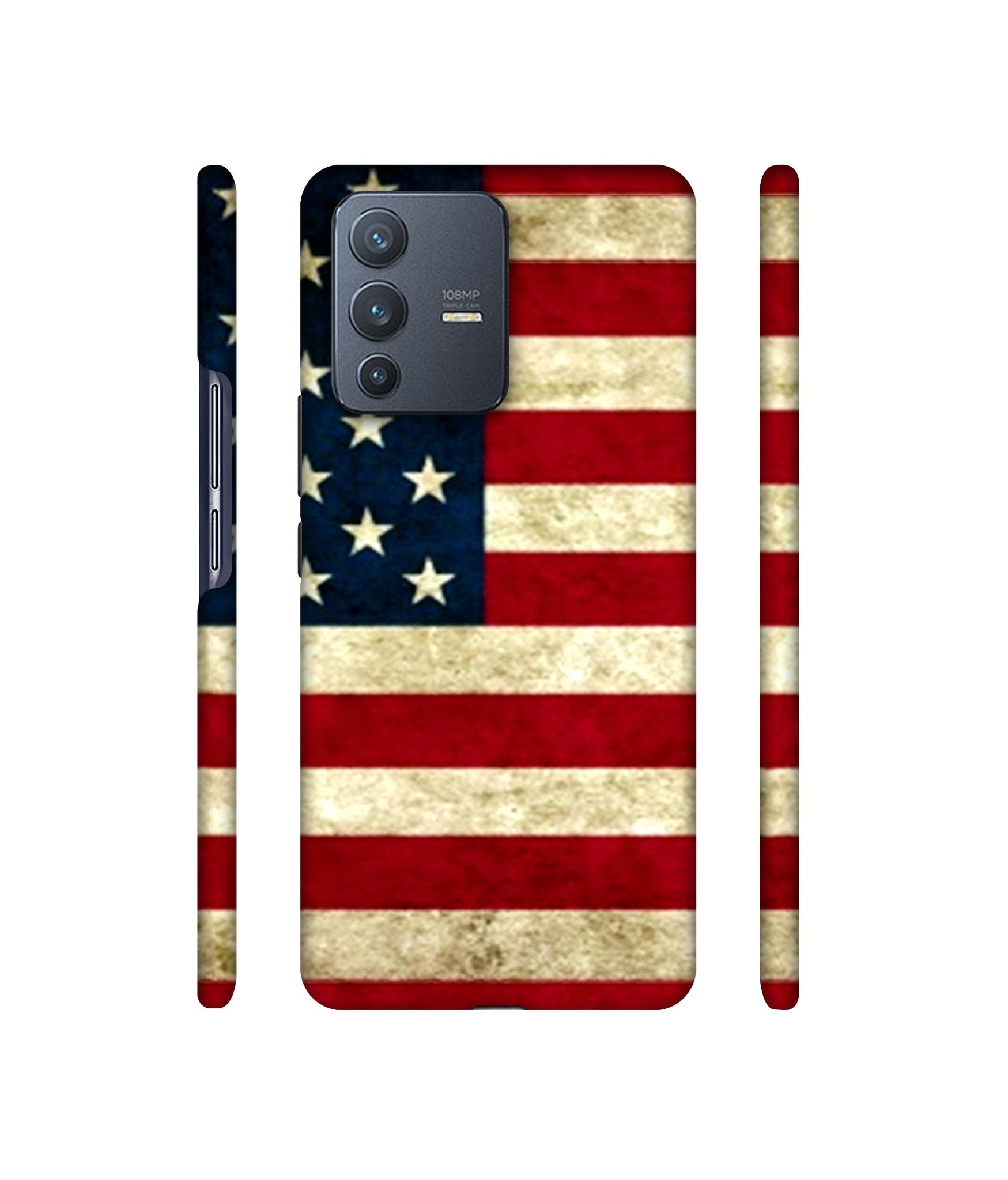 Multicoloured USA Flag Designer Hard Back Cover for Vivo V23 Pro 5G