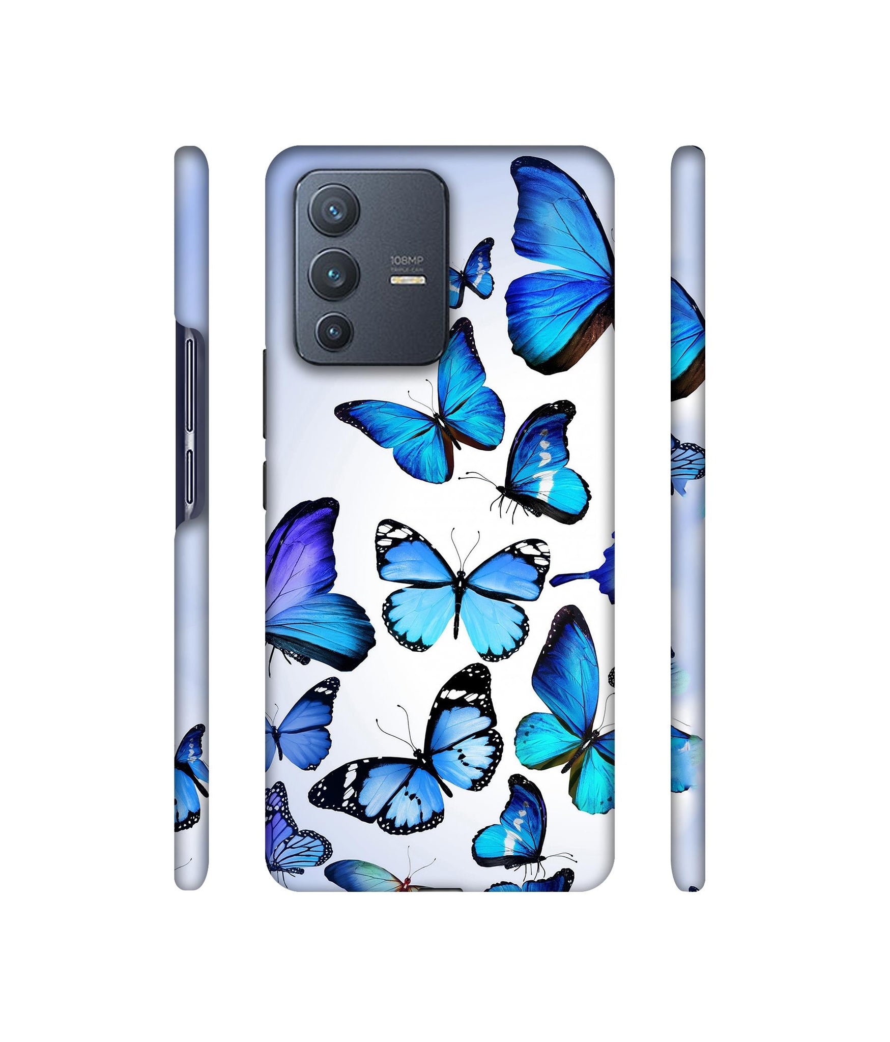 Colorful Flying Butterfly Designer Hard Back Cover for Vivo V23 Pro 5G