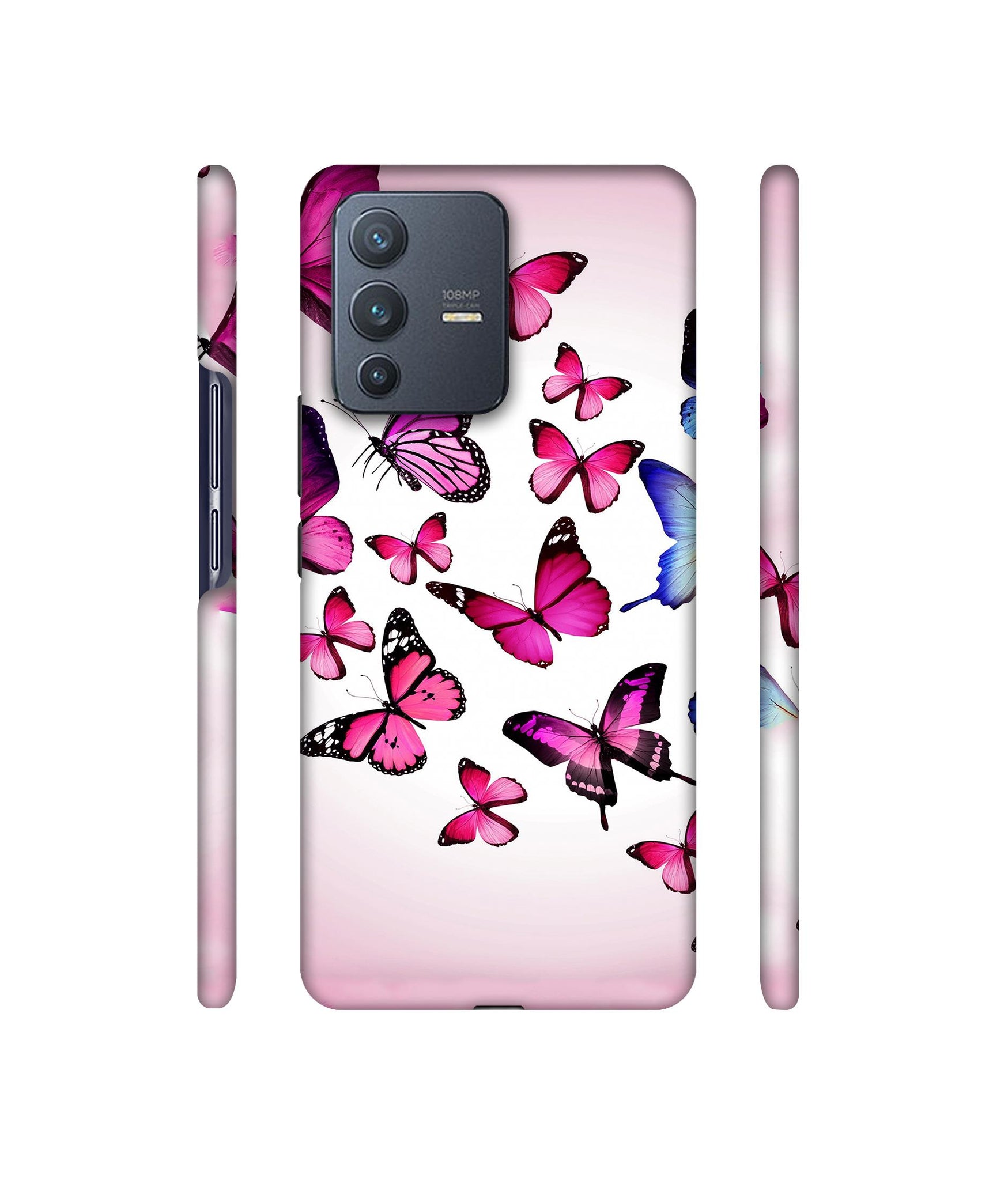 Flying Colorful Butterfly Designer Hard Back Cover for Vivo V23 Pro 5G