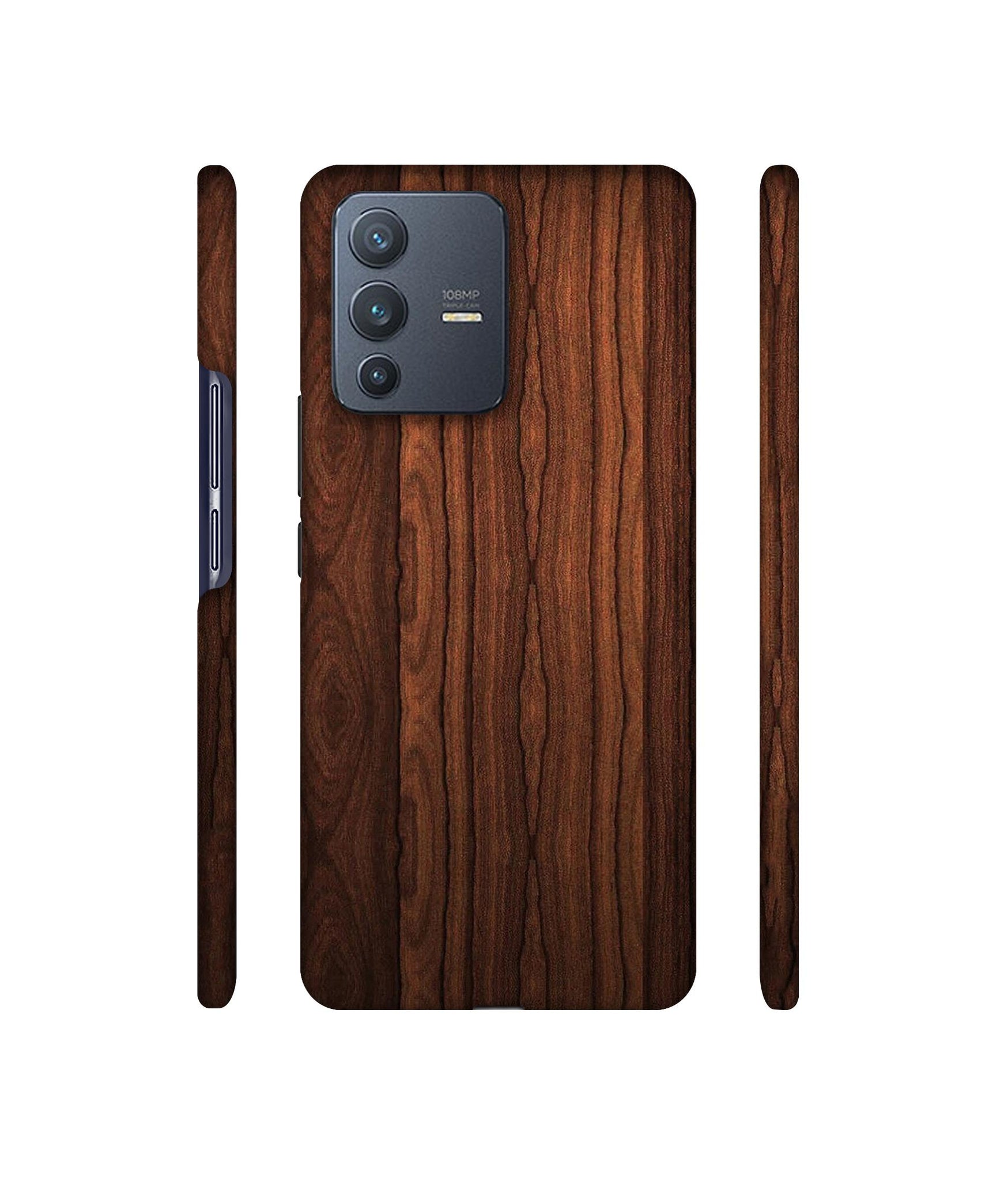Brown Wooden Texture Designer Hard Back Cover for Vivo V23 Pro 5G