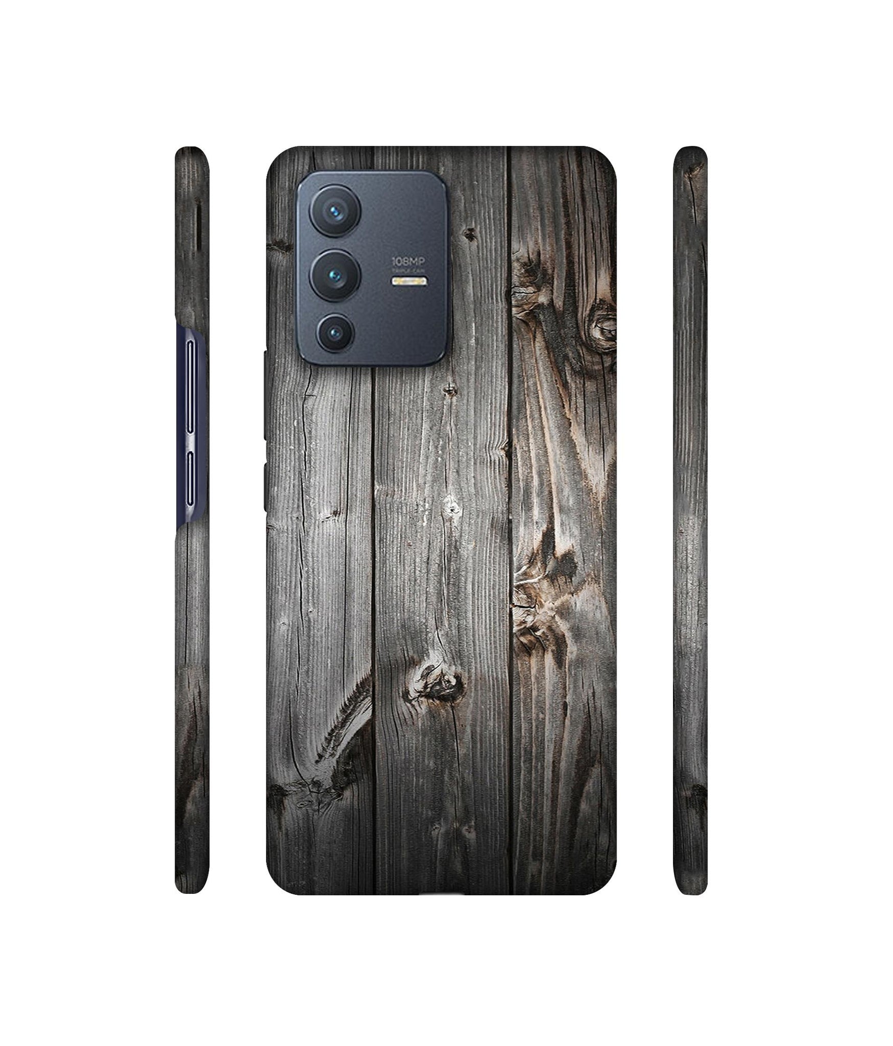 Grey Wooden Texture Designer Hard Back Cover for Vivo V23 Pro 5G