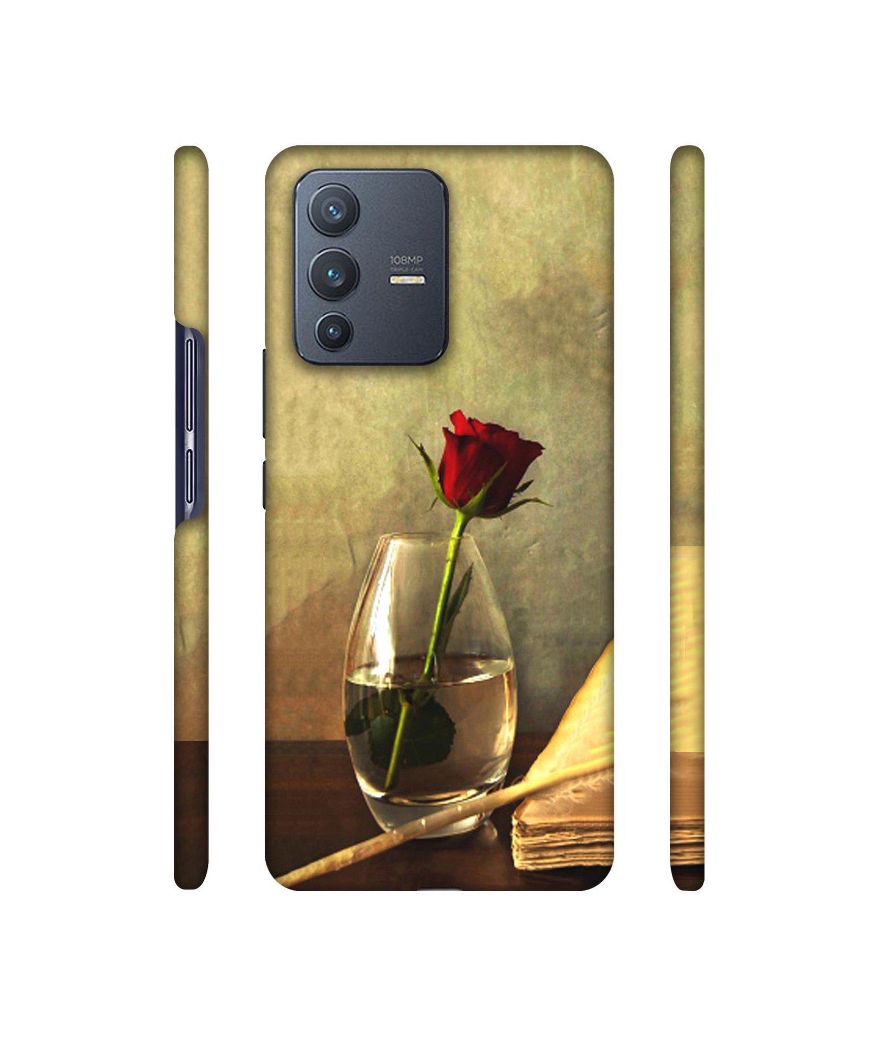 Red Rose in Glass Designer Hard Back Cover for Vivo V23 Pro 5G