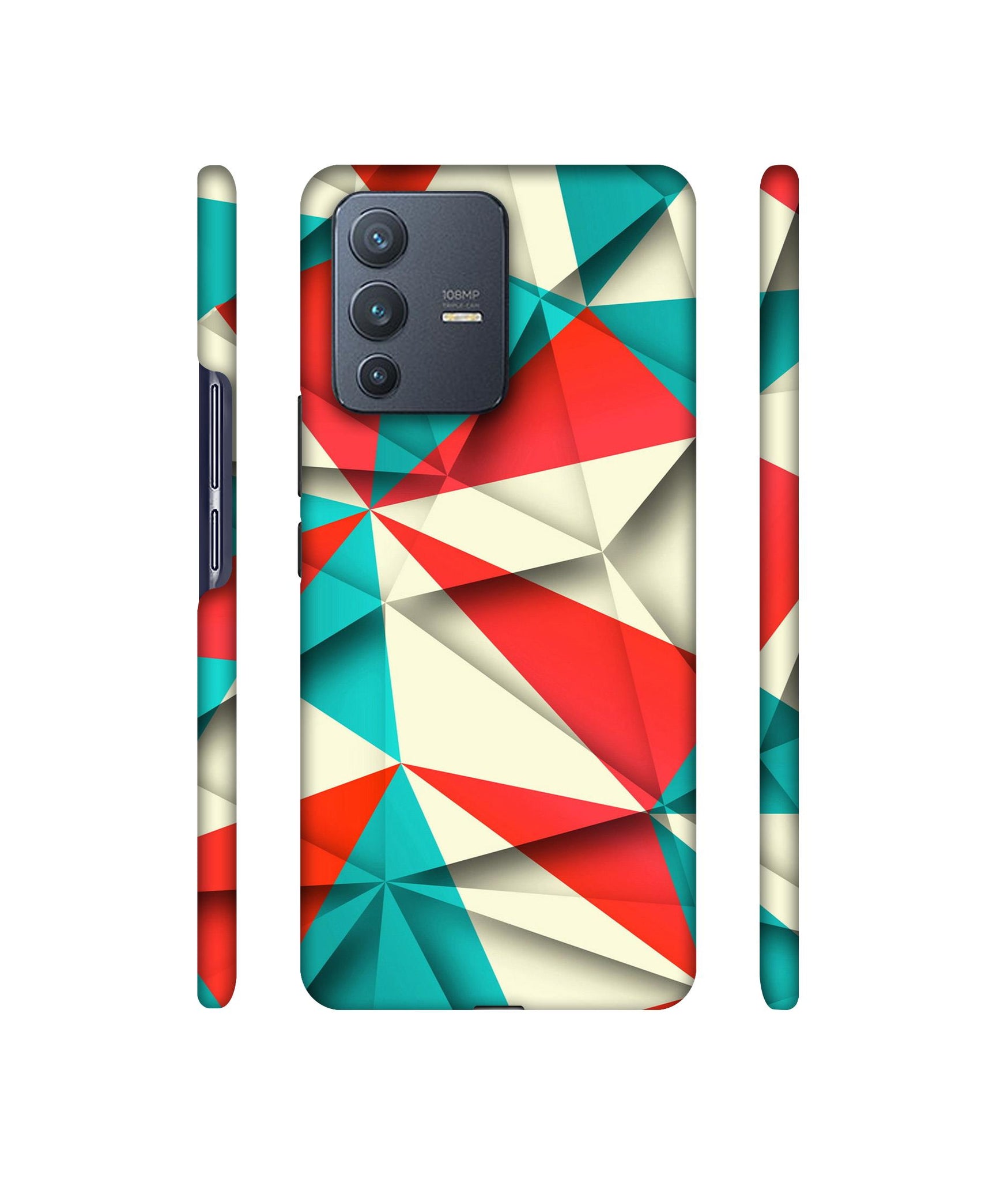 Red Blue White Pattern Designer Hard Back Cover for Vivo V23 Pro 5G