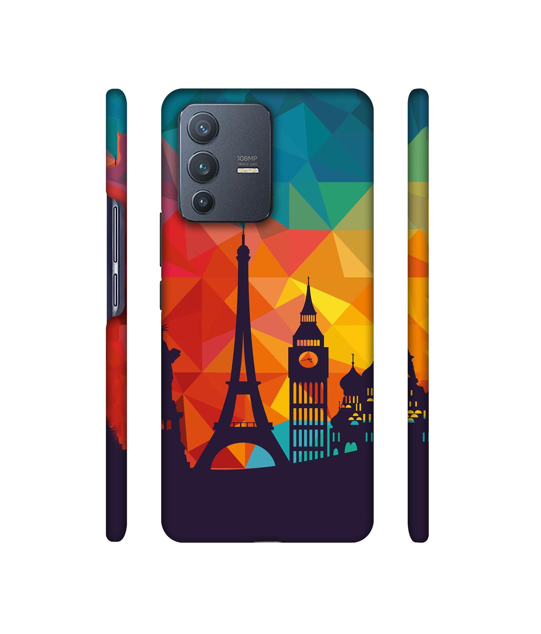 Colored Paris Designer Hard Back Cover for Vivo V23 Pro 5G