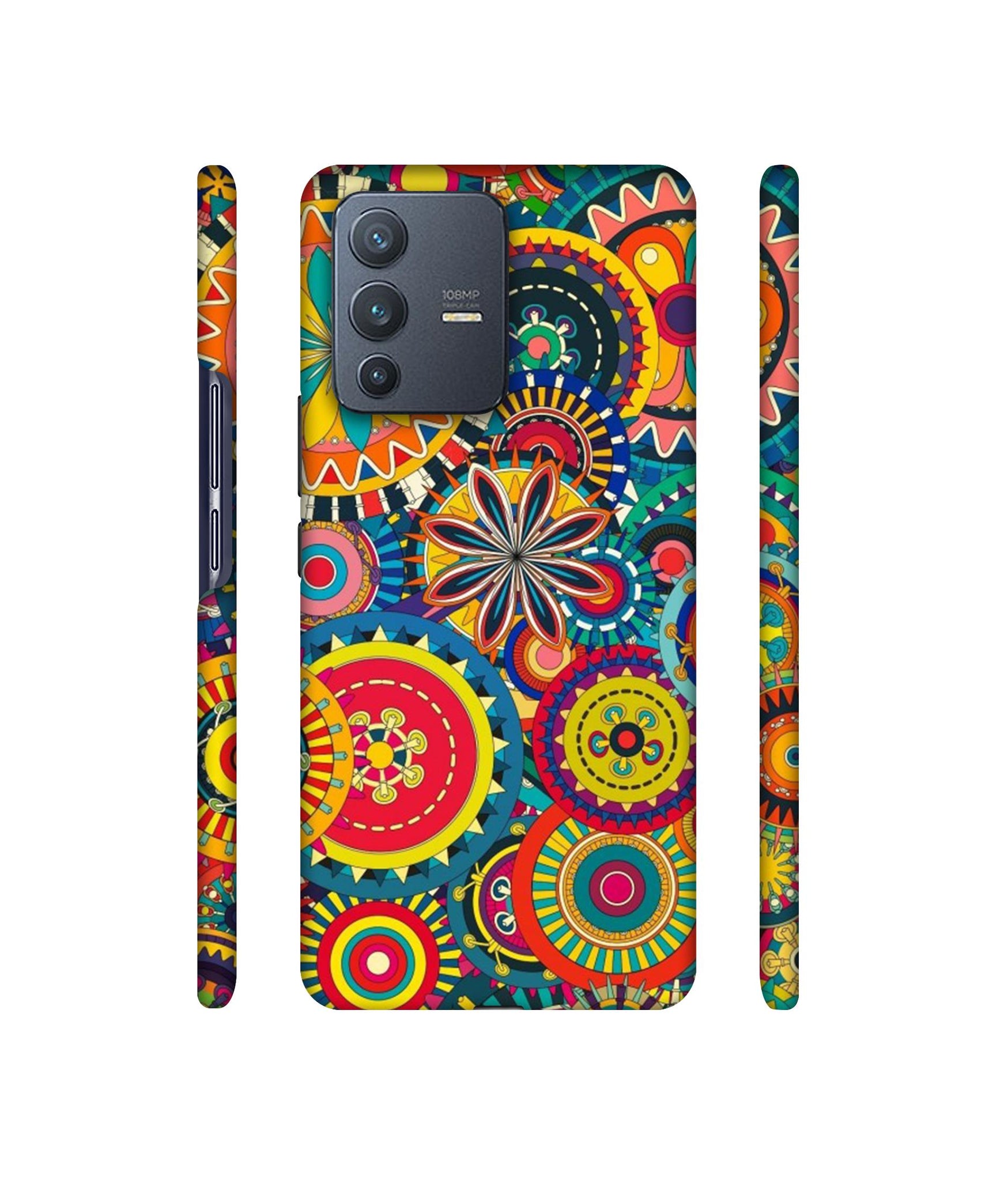 Ring Pattern Print Designer Hard Back Cover for Vivo V23 Pro 5G