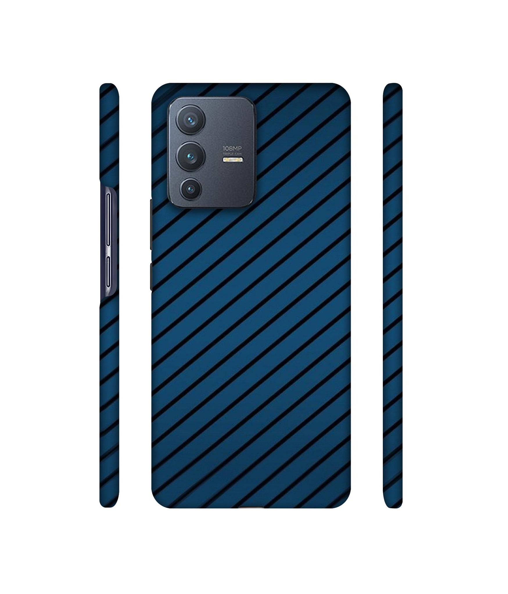 Blue Stripes Designer Hard Back Cover for Vivo V23 Pro 5G