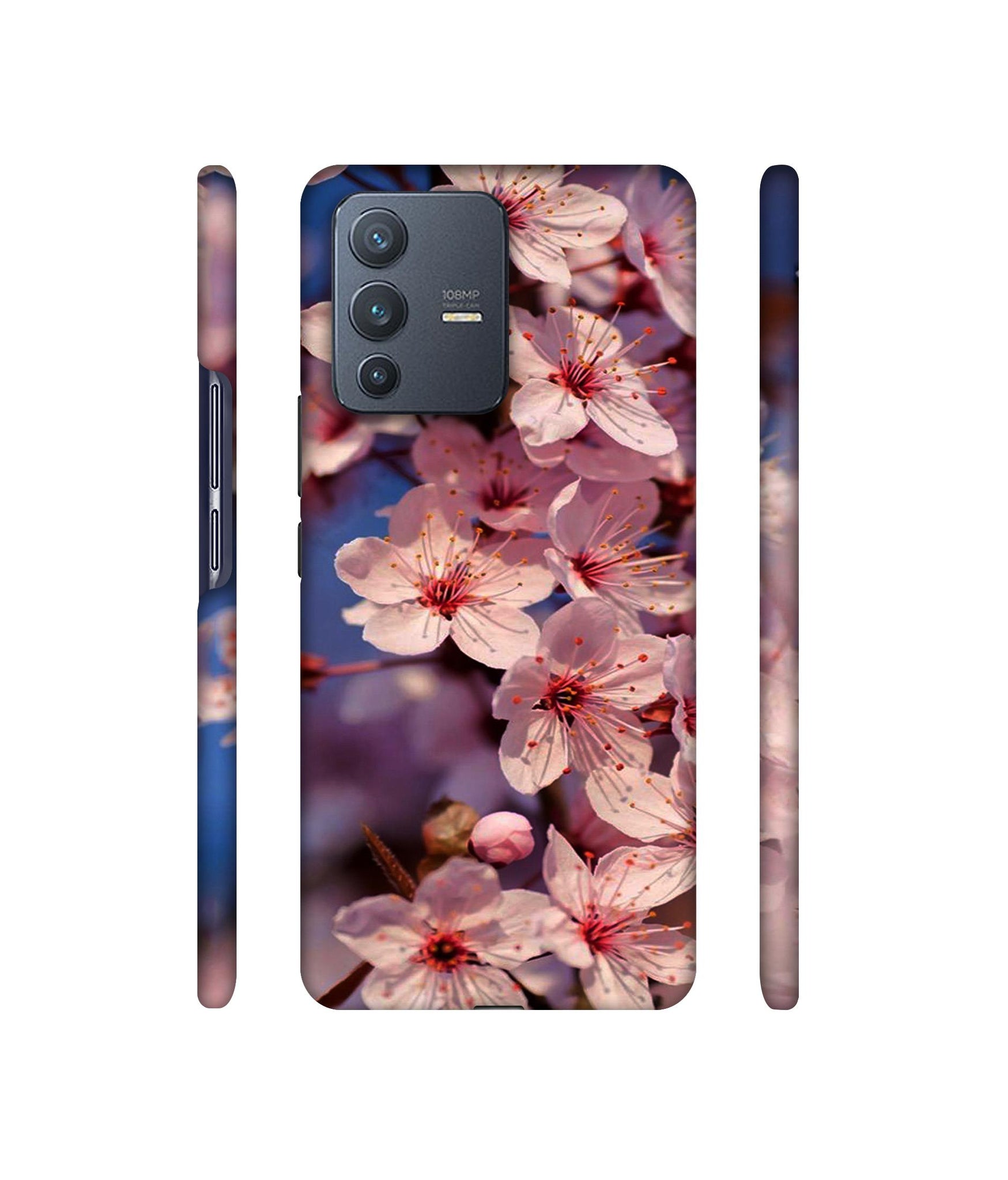 Pink Flowers Pattern Designer Hard Back Cover for Vivo V23 Pro 5G