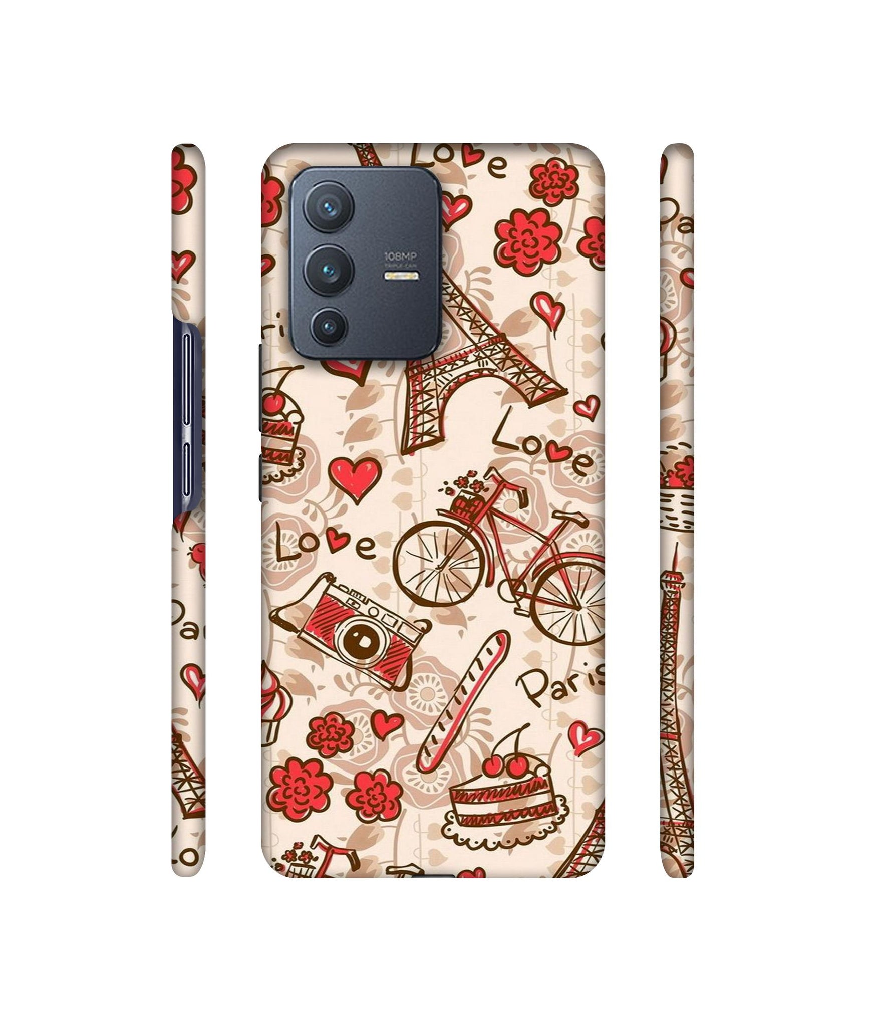 Vintage Paris Designer Hard Back Cover for Vivo V23 Pro 5G