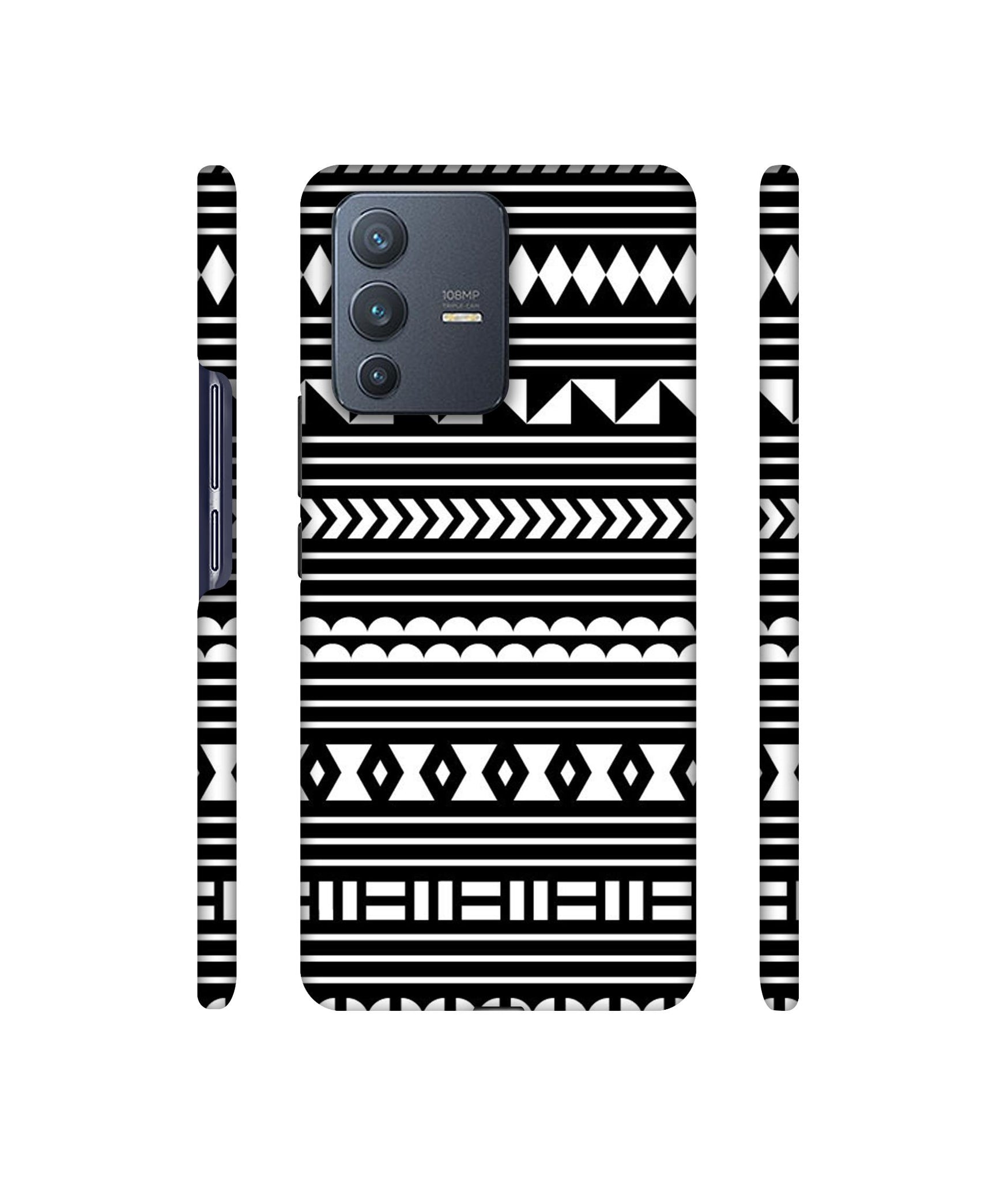 Black Pattern Designer Hard Back Cover for Vivo V23 Pro 5G