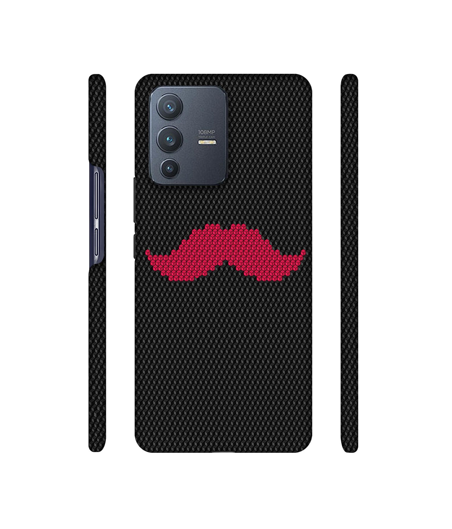 Pink Mustache Pattern Designer Hard Back Cover for Vivo V23 Pro 5G