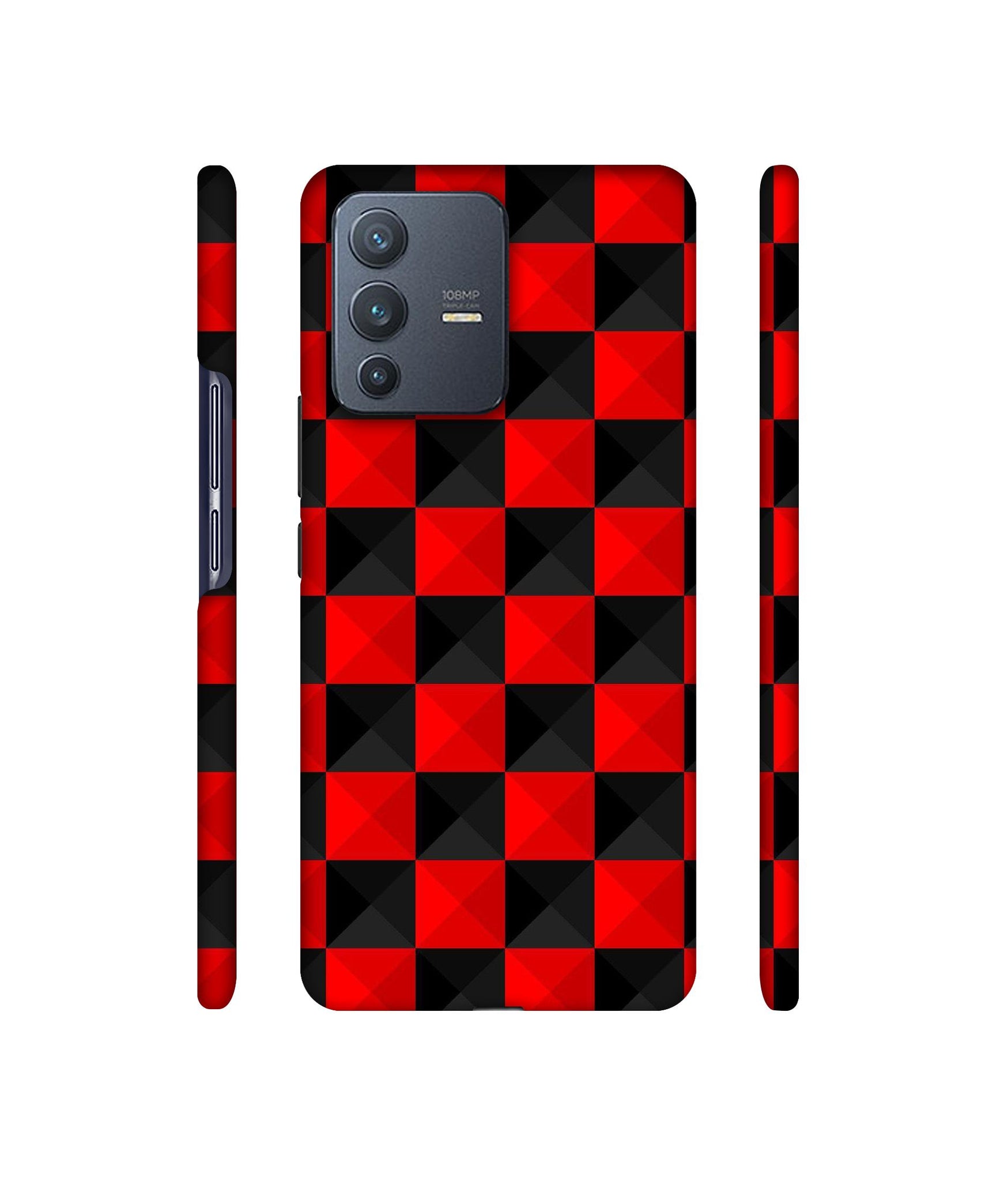 Red N Black Cubes Designer Hard Back Cover for Vivo V23 Pro 5G