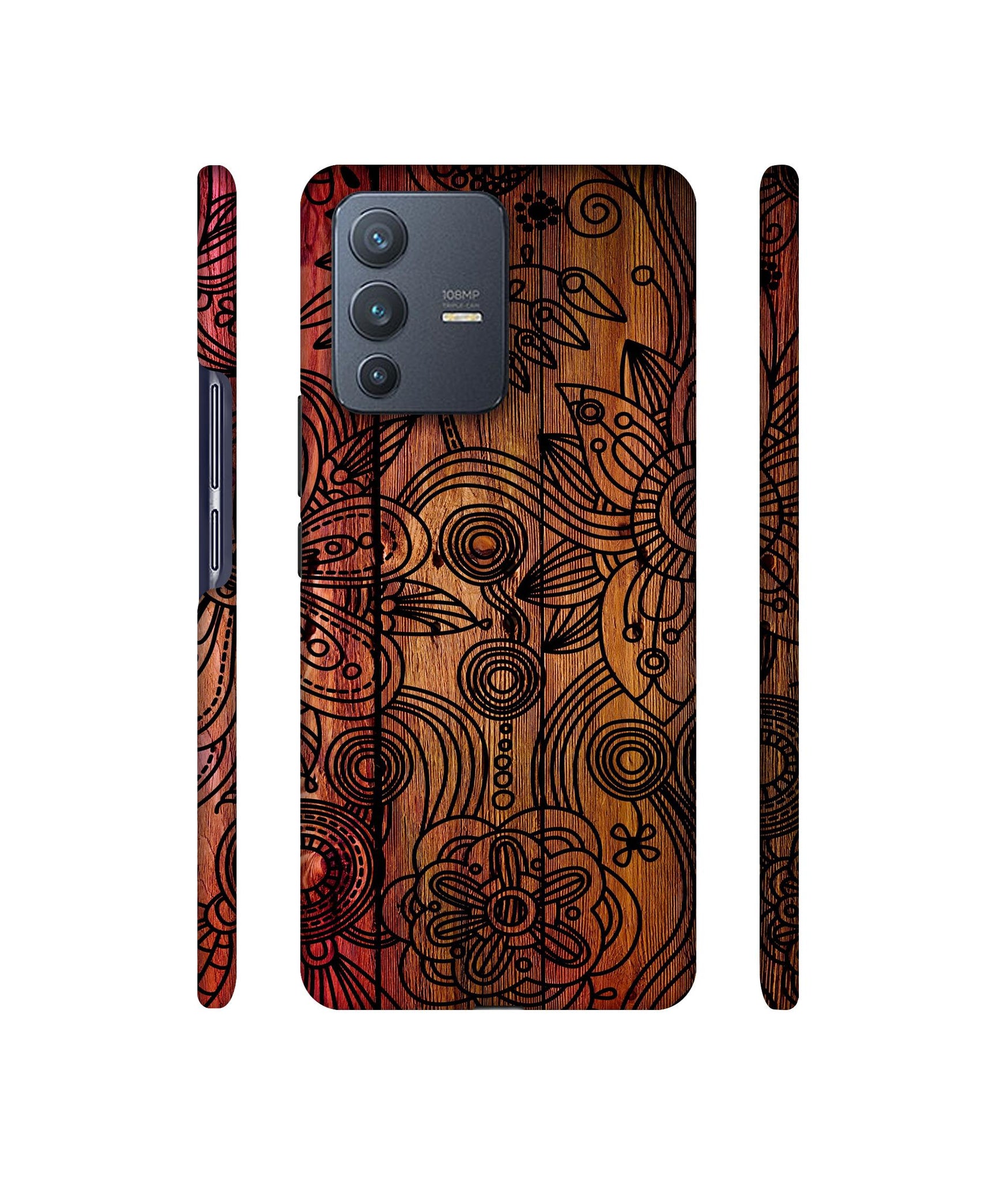 Dark Wooden Background Designer Hard Back Cover for Vivo V23 Pro 5G