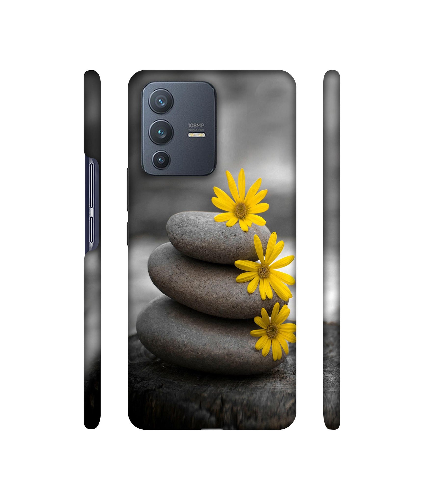 Stones And Flower Designer Hard Back Cover for Vivo V23 Pro 5G