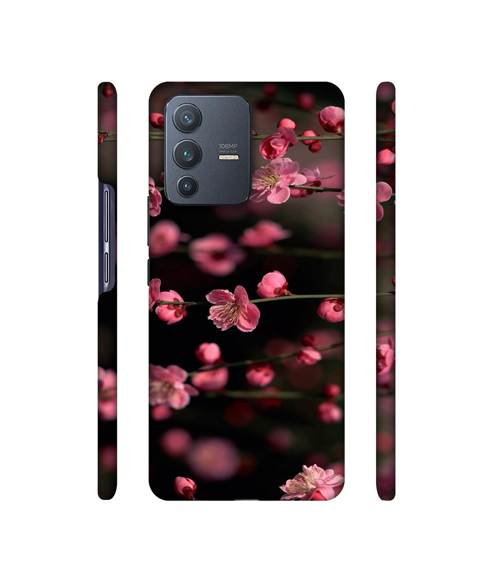 Pink Flowers Designer Hard Back Cover for Vivo V23 Pro 5G