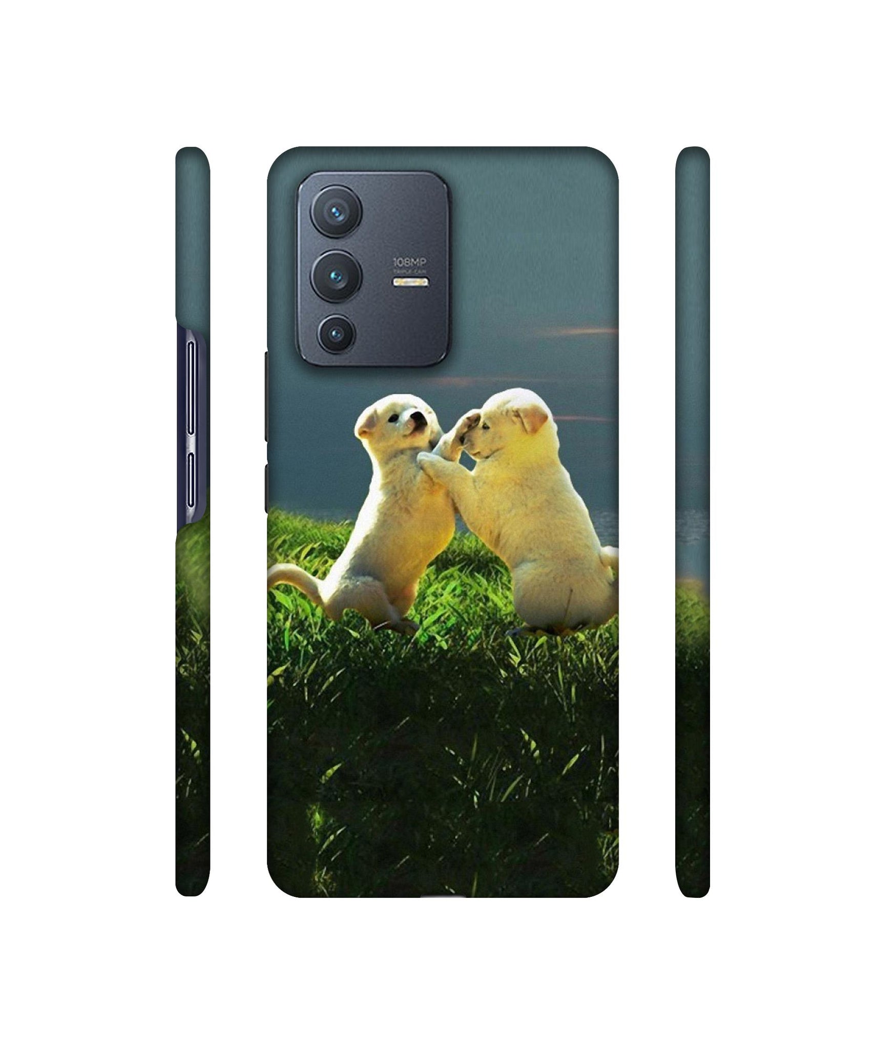 Puppy Couple Sunset Designer Hard Back Cover for Vivo V23 Pro 5G