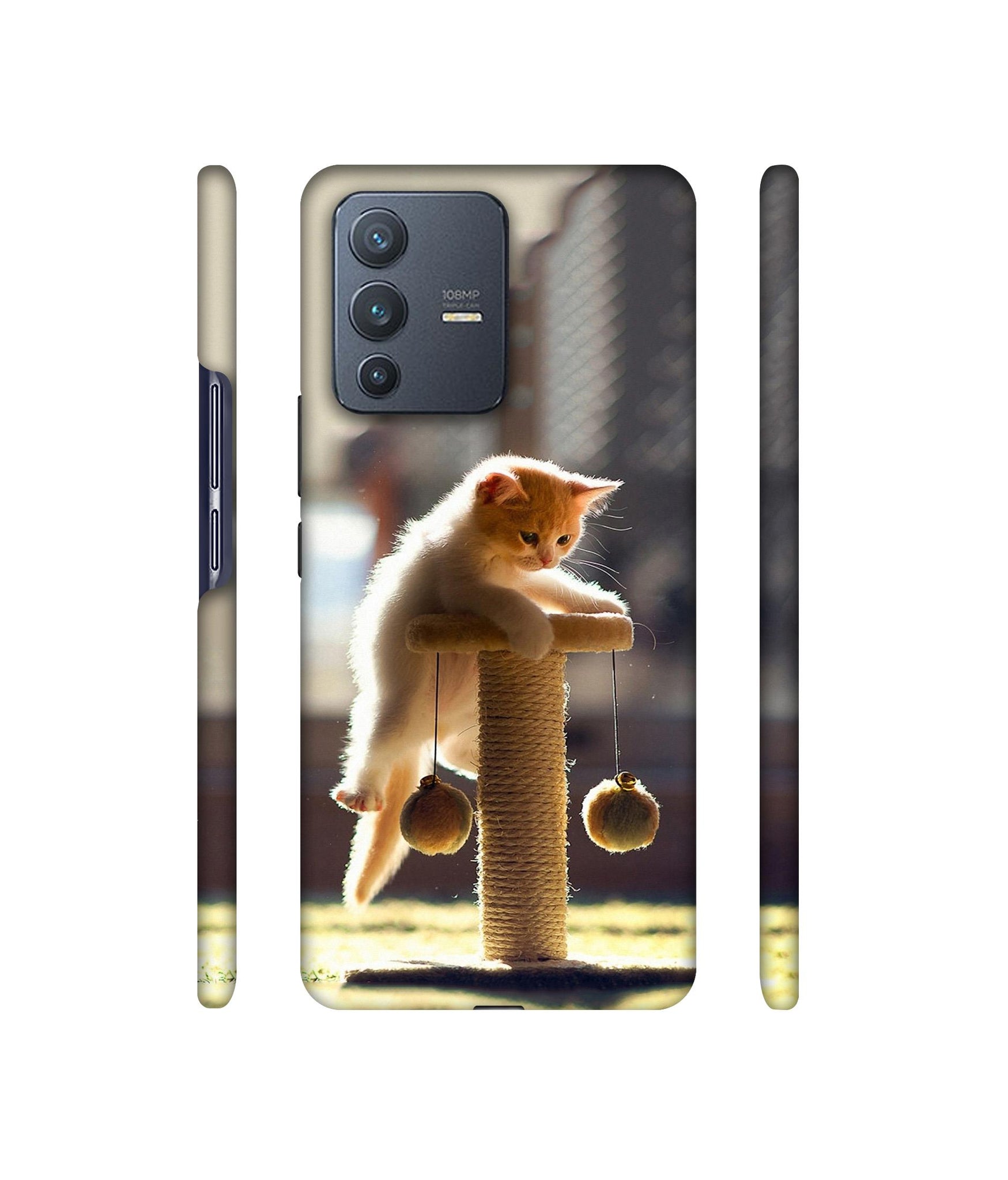 Cat Climbing Designer Hard Back Cover for Vivo V23 Pro 5G