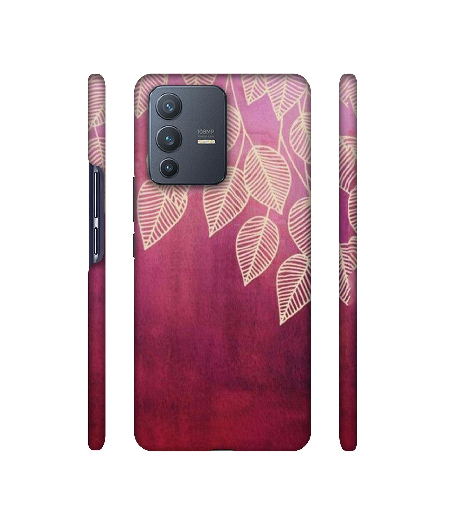 Leaf Pattern Designer Hard Back Cover for Vivo V23 Pro 5G