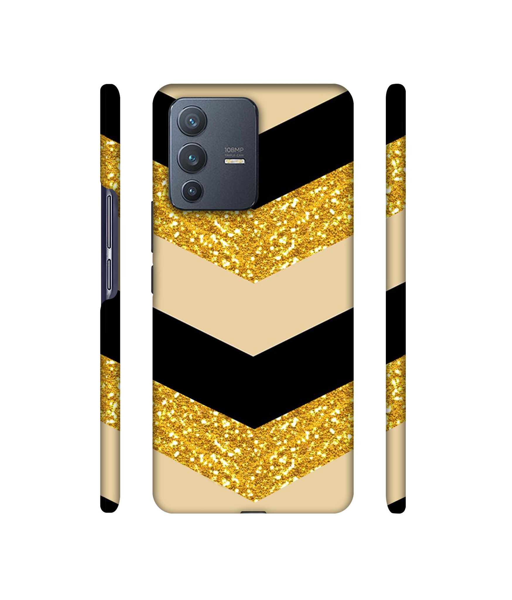 Black & Gold Designer Hard Back Cover for Vivo V23 Pro 5G