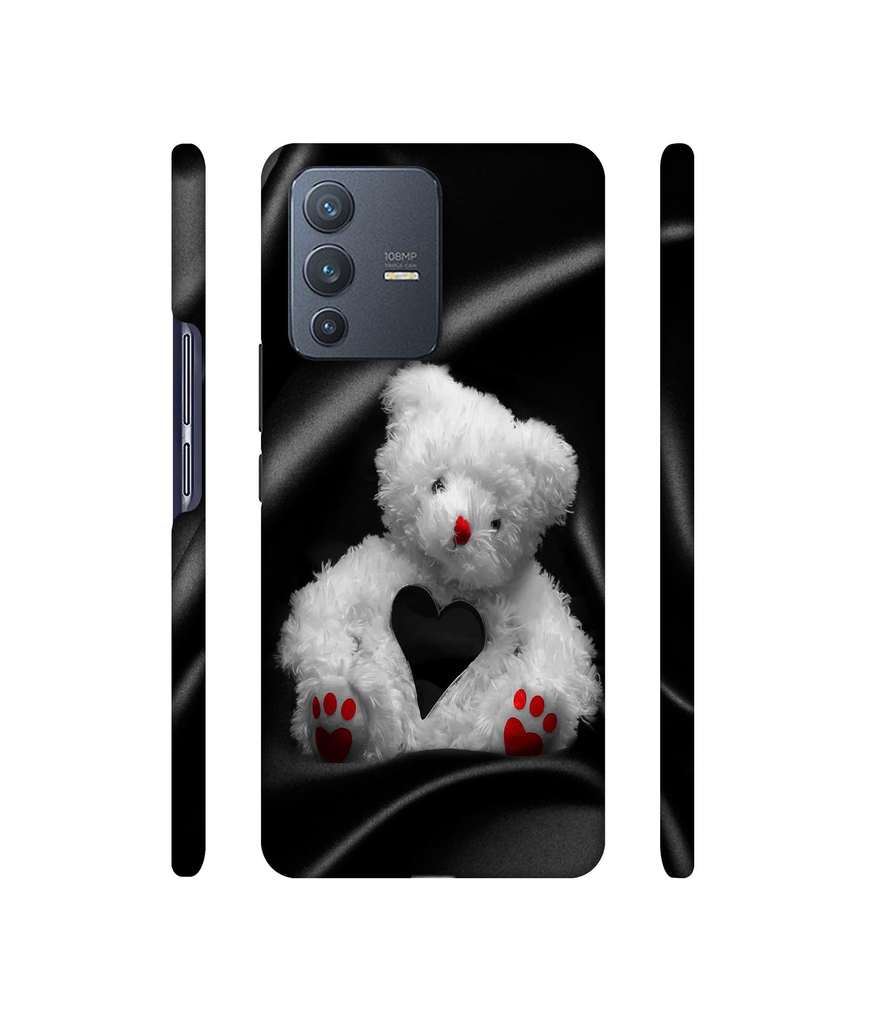 White Teddy Bear Designer Hard Back Cover for Vivo V23 Pro 5G