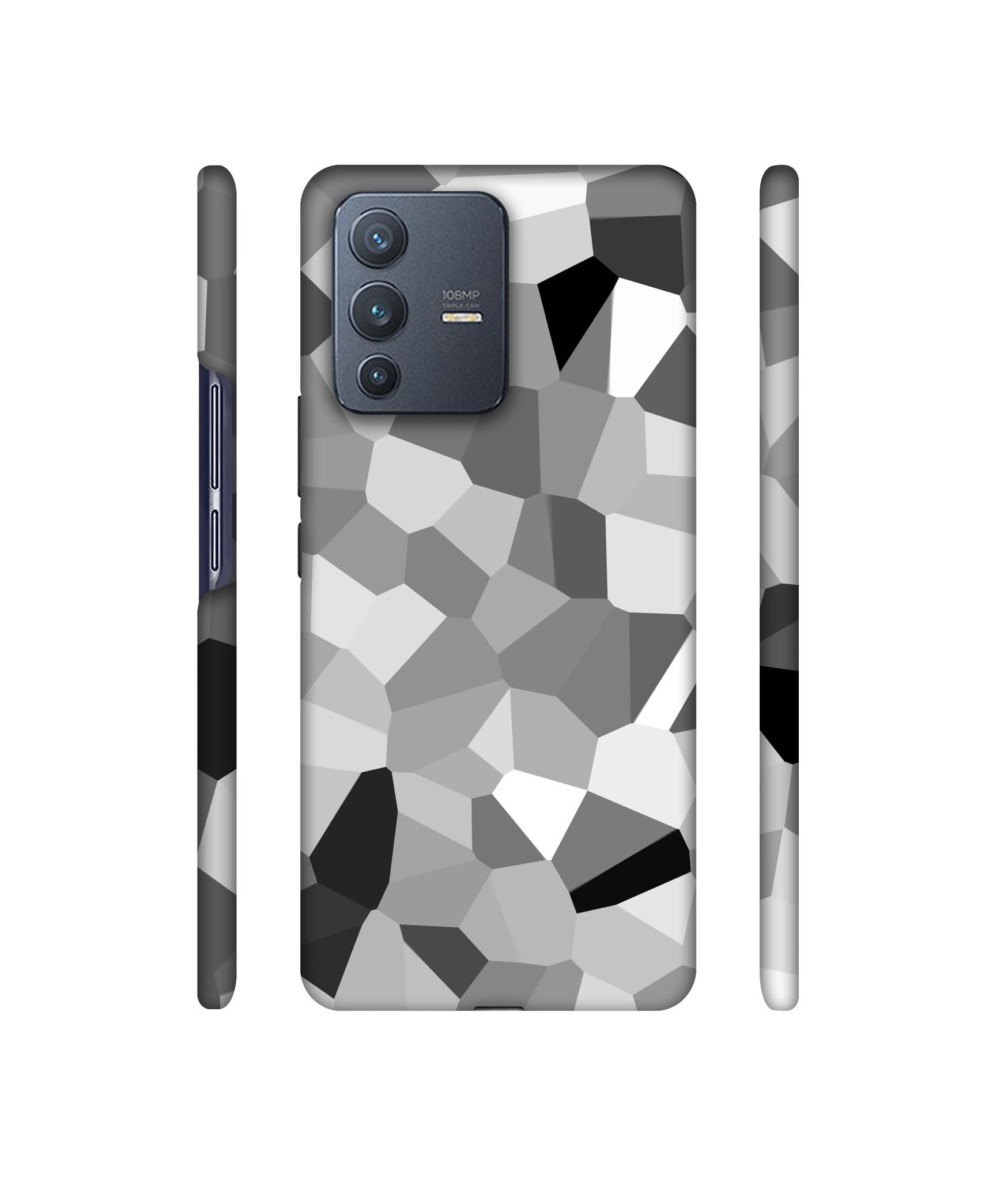 Black & White Mathematical Shape Designer Hard Back Cover for Vivo V23 Pro 5G