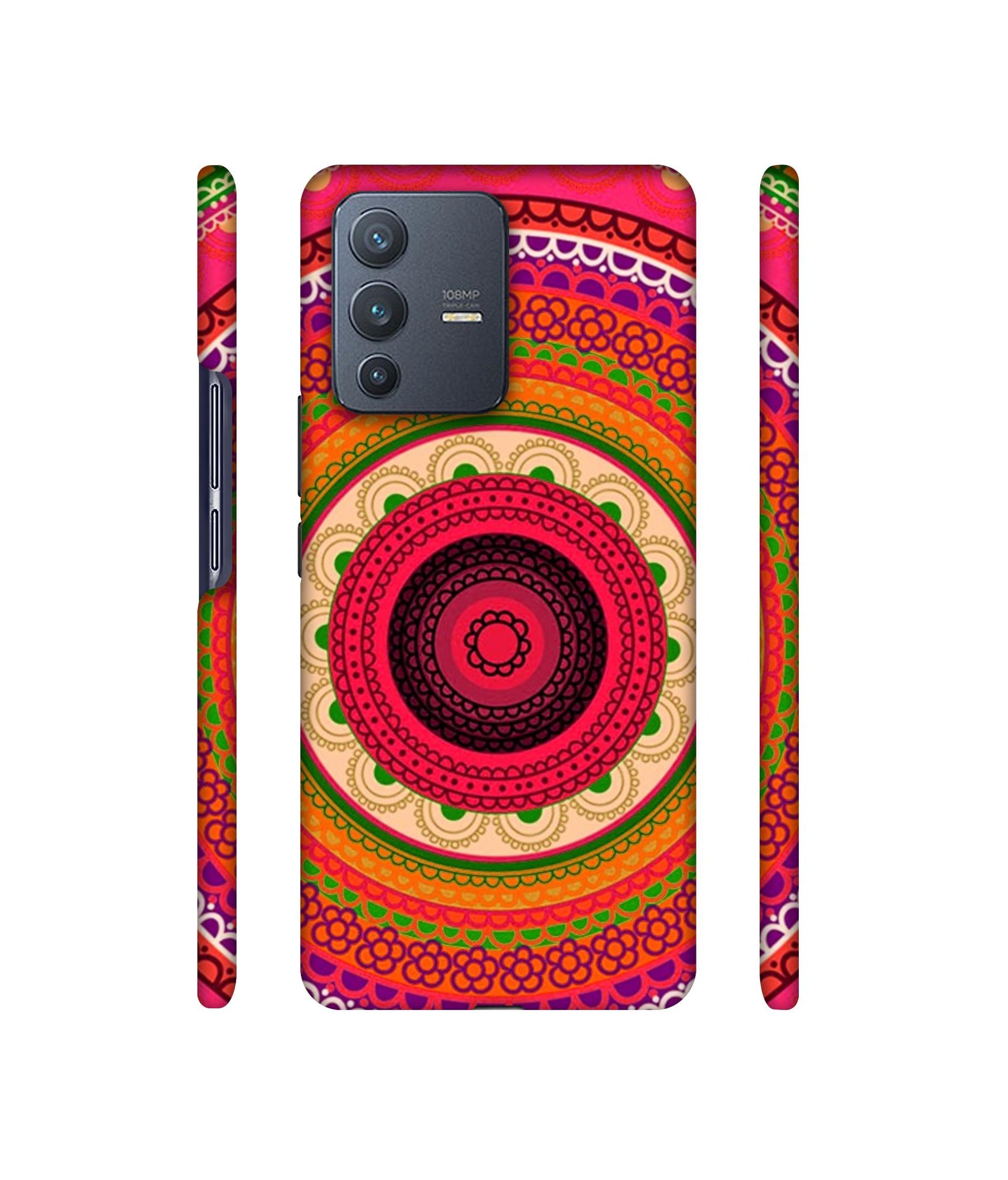 Round Rangoli Designer Hard Back Cover for Vivo V23 Pro 5G